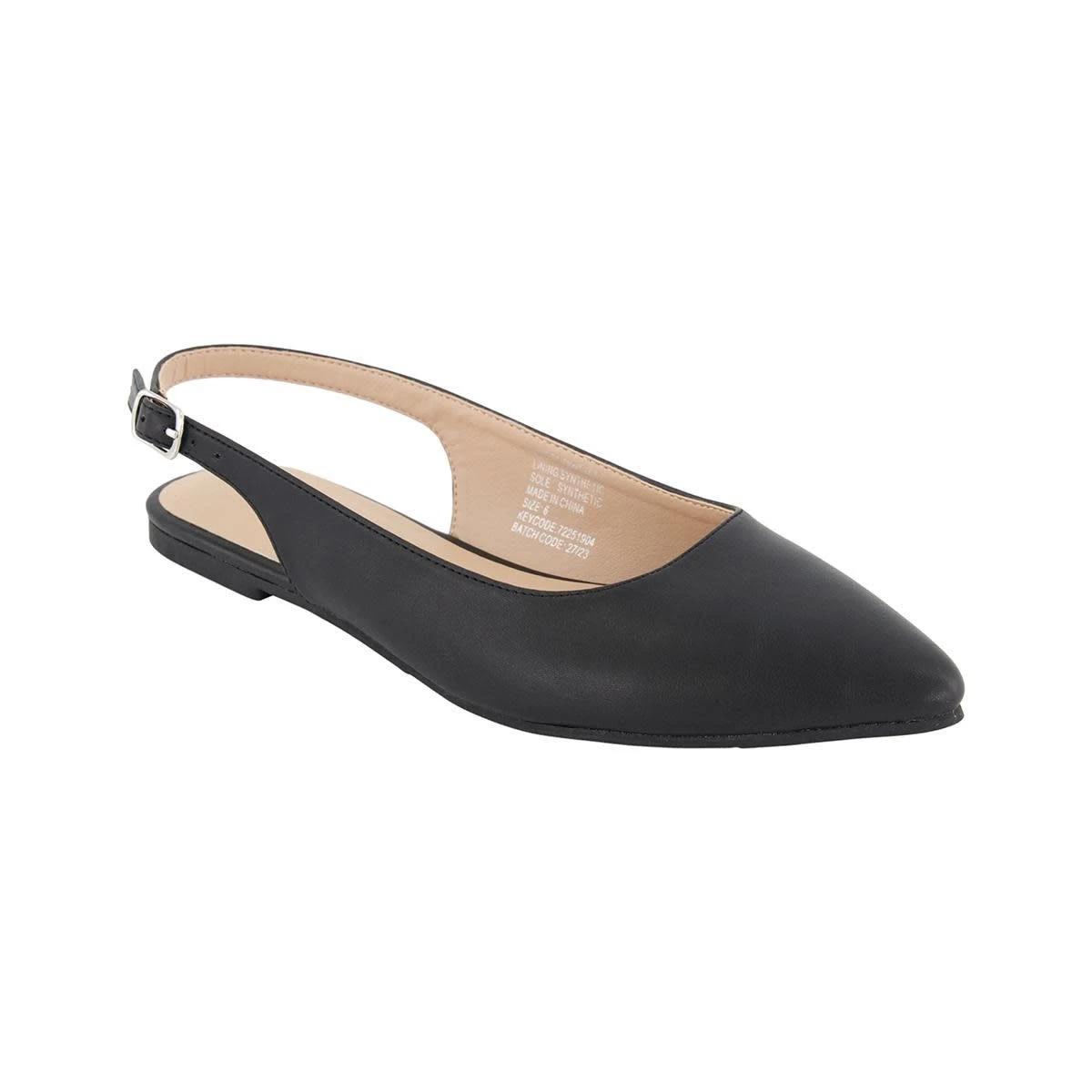 1 Point Toe Ballet Slingback Flats BLACK, 1 of 5