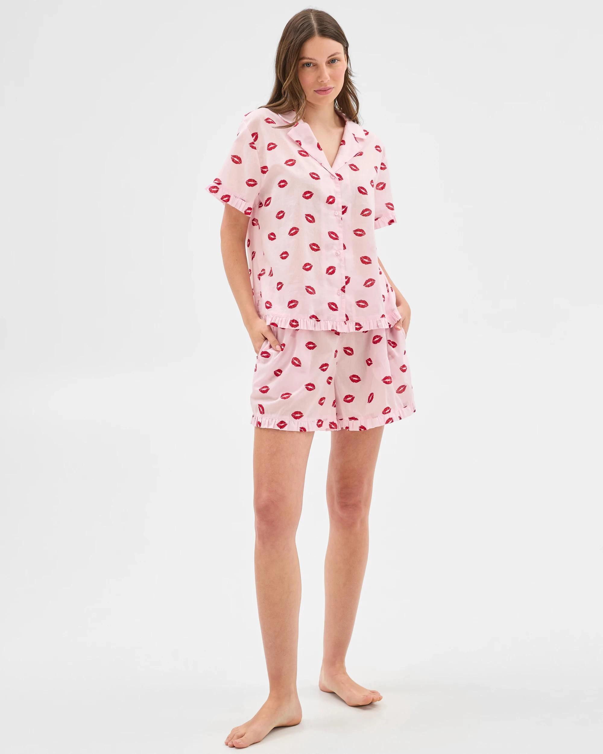 2 Target Woven Frill Pyjama Sleep Set LIPS, 2 of 6