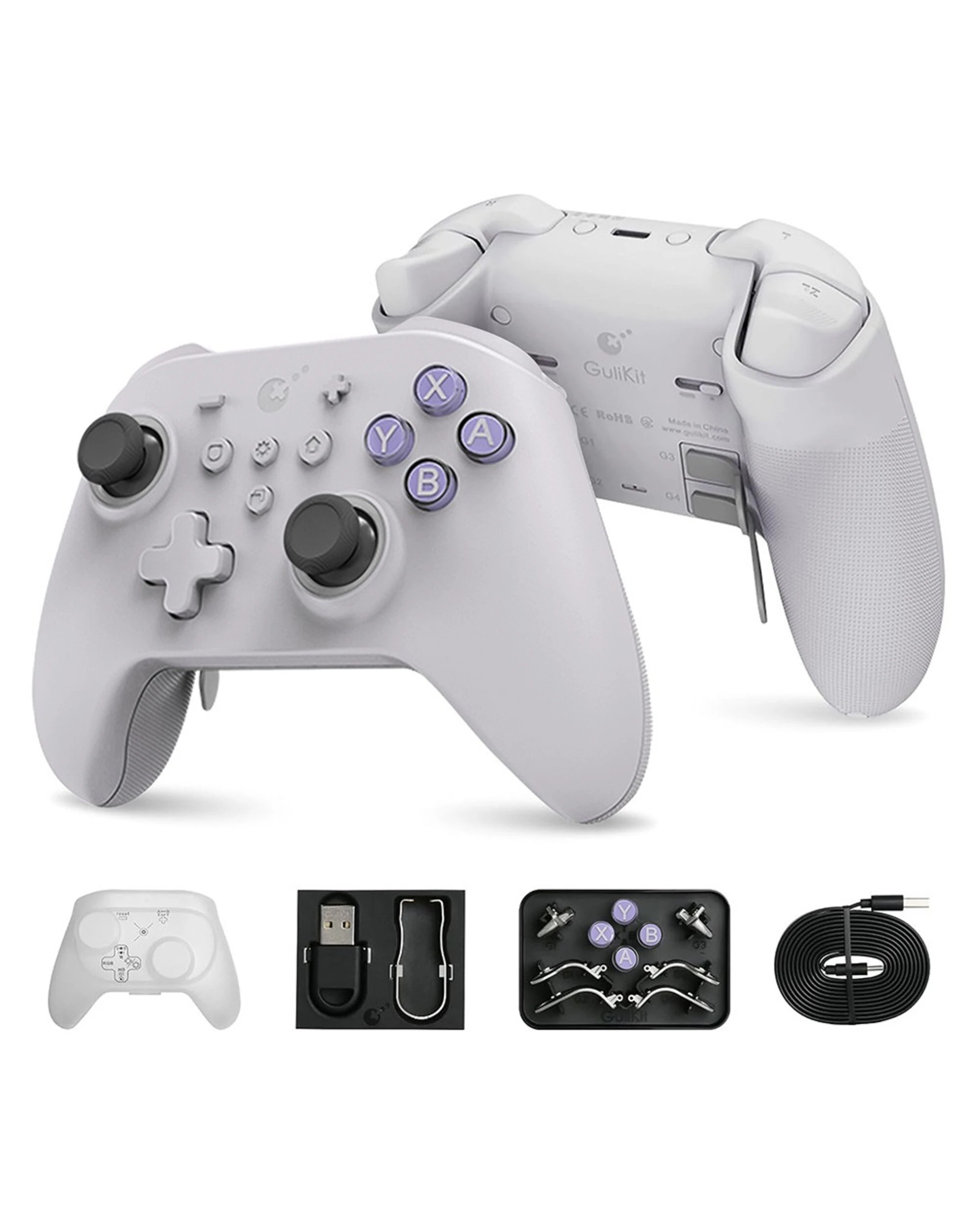 3 GuliKit KK3 Max Wireless Controller - Retro - Grey,Purple, 3 of 5