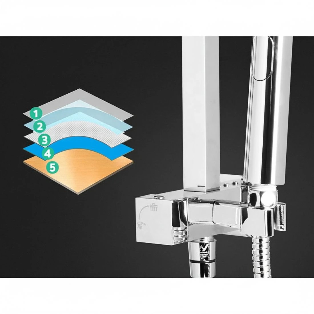 3 Cefito 8'' Rain Shower Head Set Handheld Square High Pressure Chrome - Silver, 3 of 5