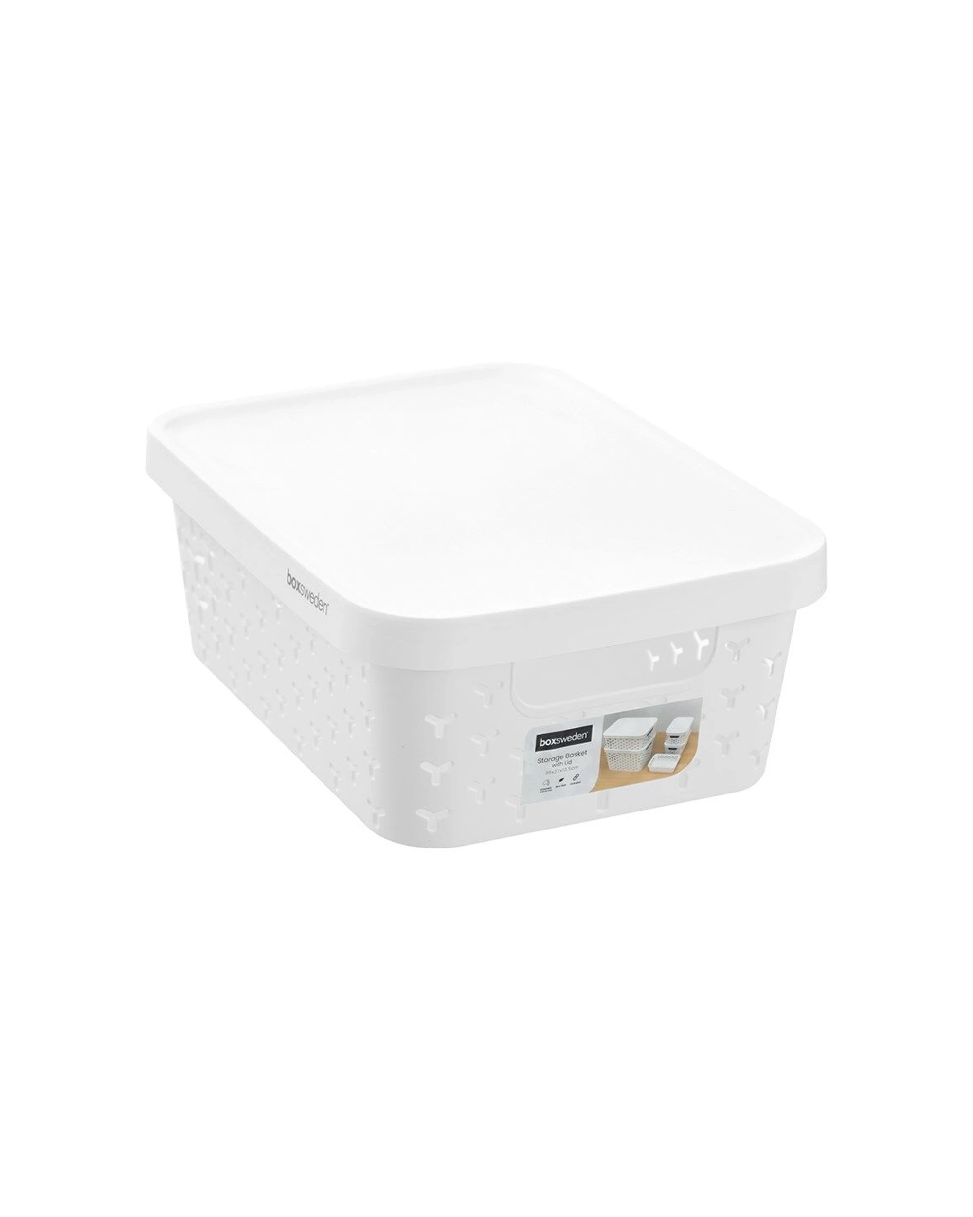 1 Boxsweden Star Basket Lidded Versatile Organiser 10L Stackable - White, 1 of 6