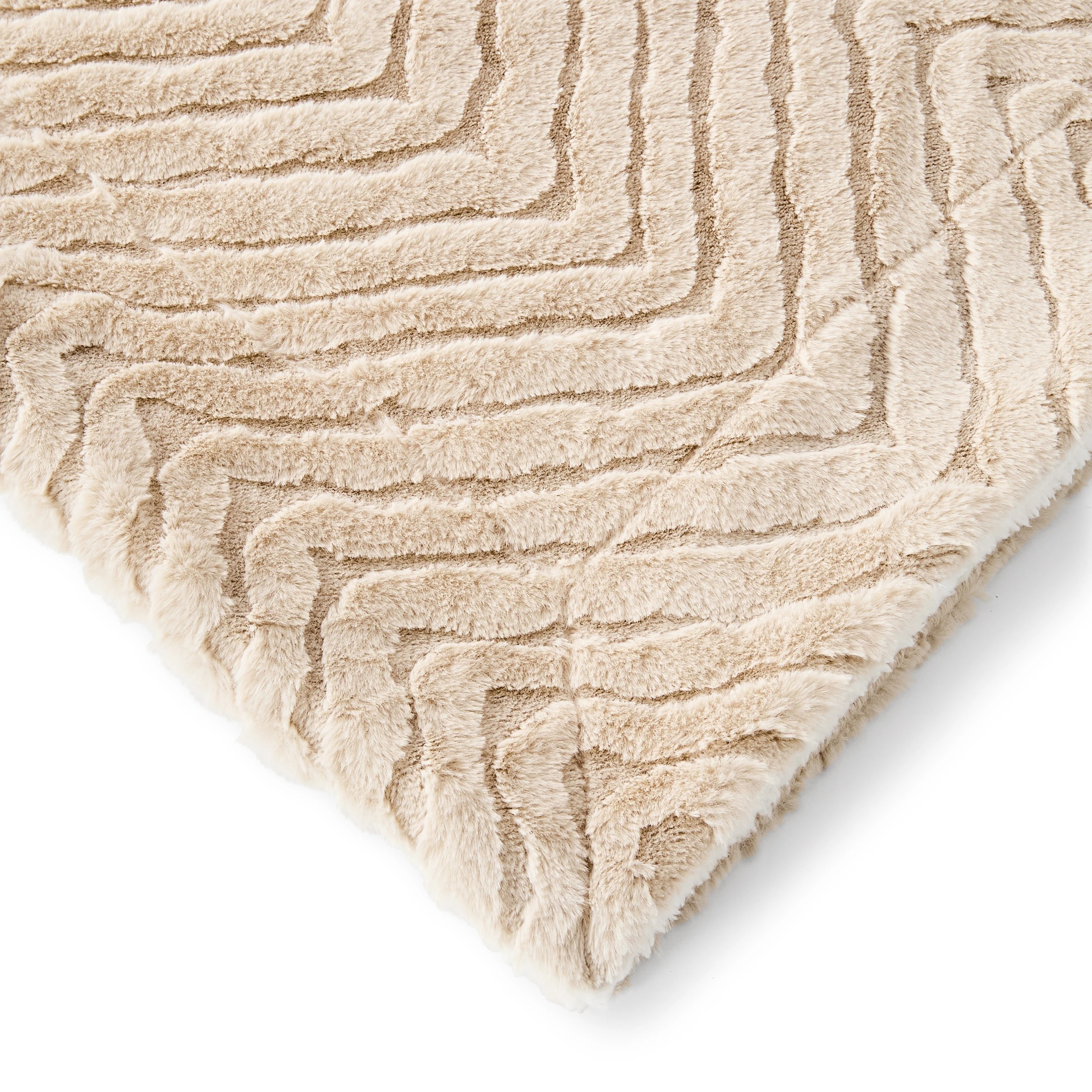 5 Faux Fur Blanket - Queen / King Bed, Beige, 5 of 6