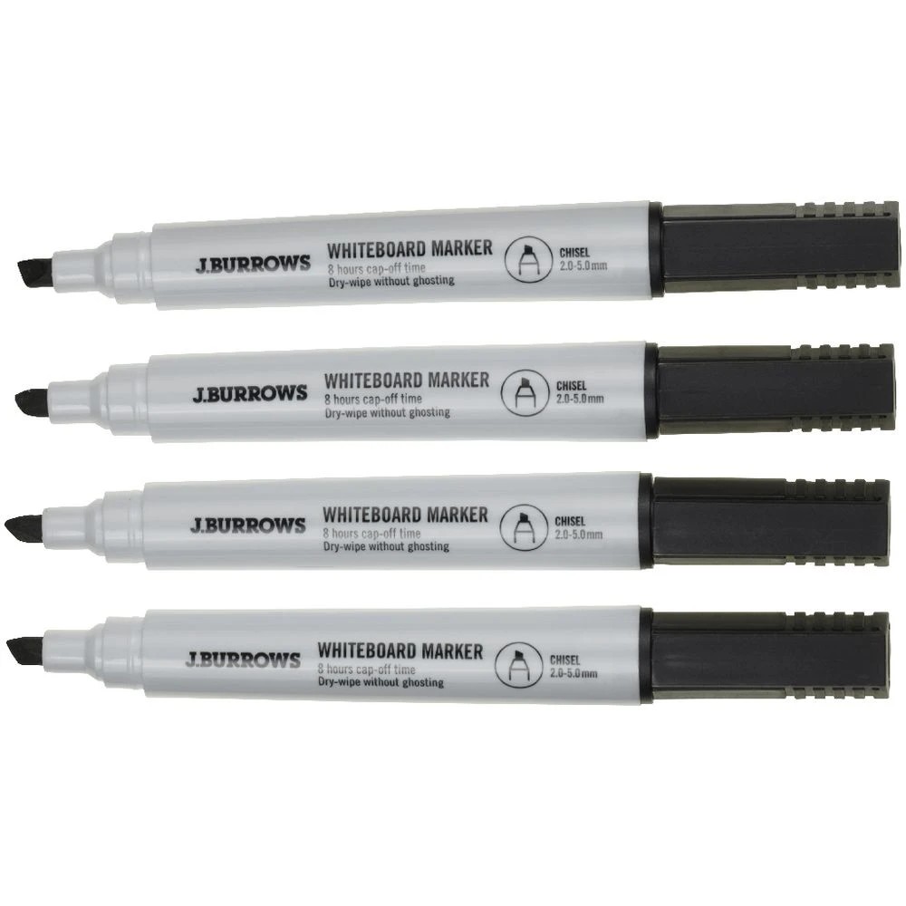 3 J.Burrows Whiteboard Markers Chisel Black 4 Pack, 3 of 3
