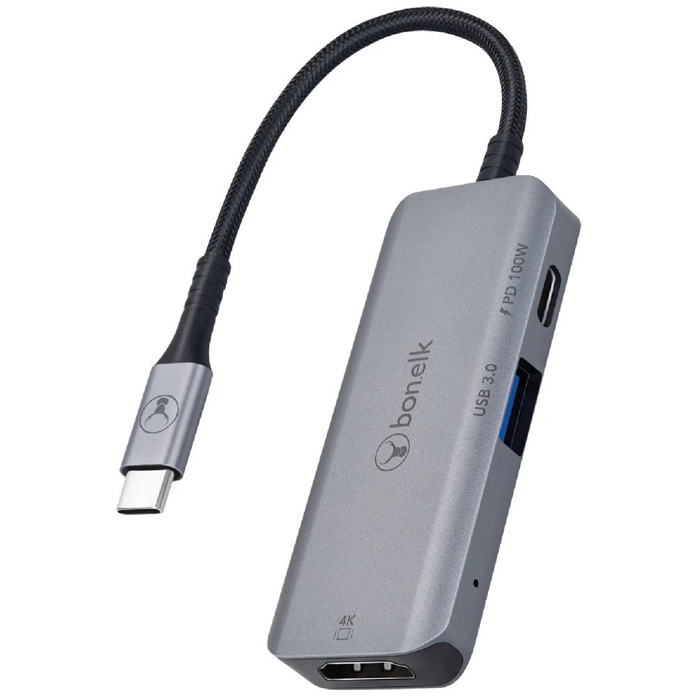 1 Bonelk Long-Life 3-in-1 Multiport Adaptor Space Grey, 1 of 3