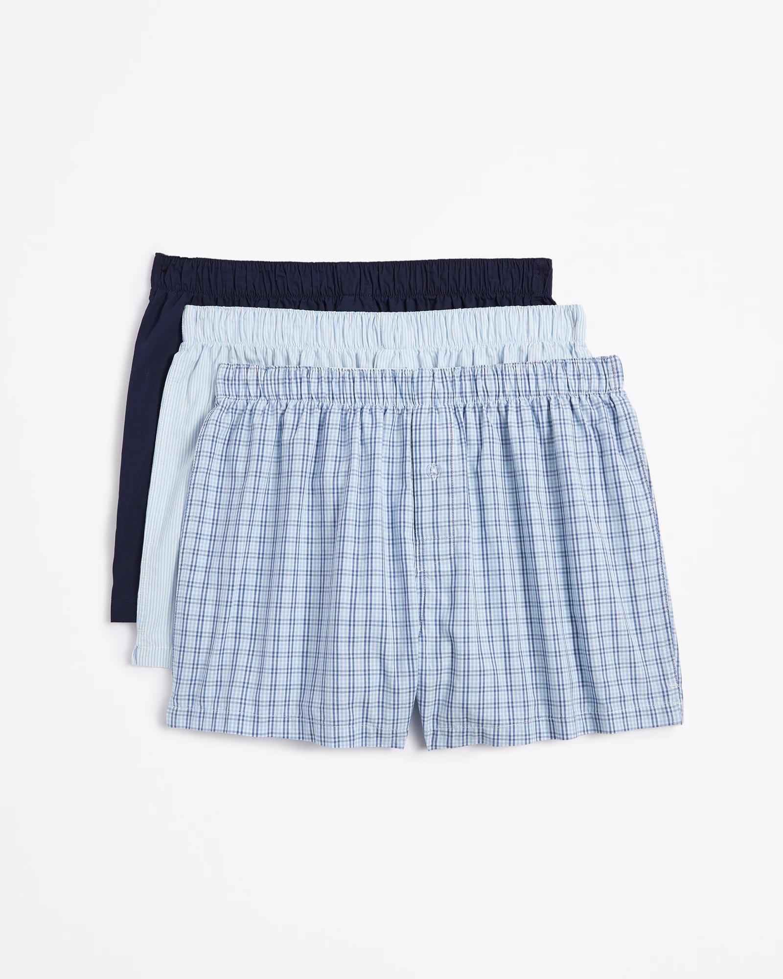 1 3 Pack Woven Boxer Shorts - Maxx BLUES, 1 of 3