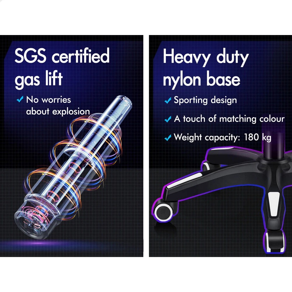 10 Alfordson Gaming Chair Office Massage Racing Computer Seat Fabric Footrest - White, 10 of 10