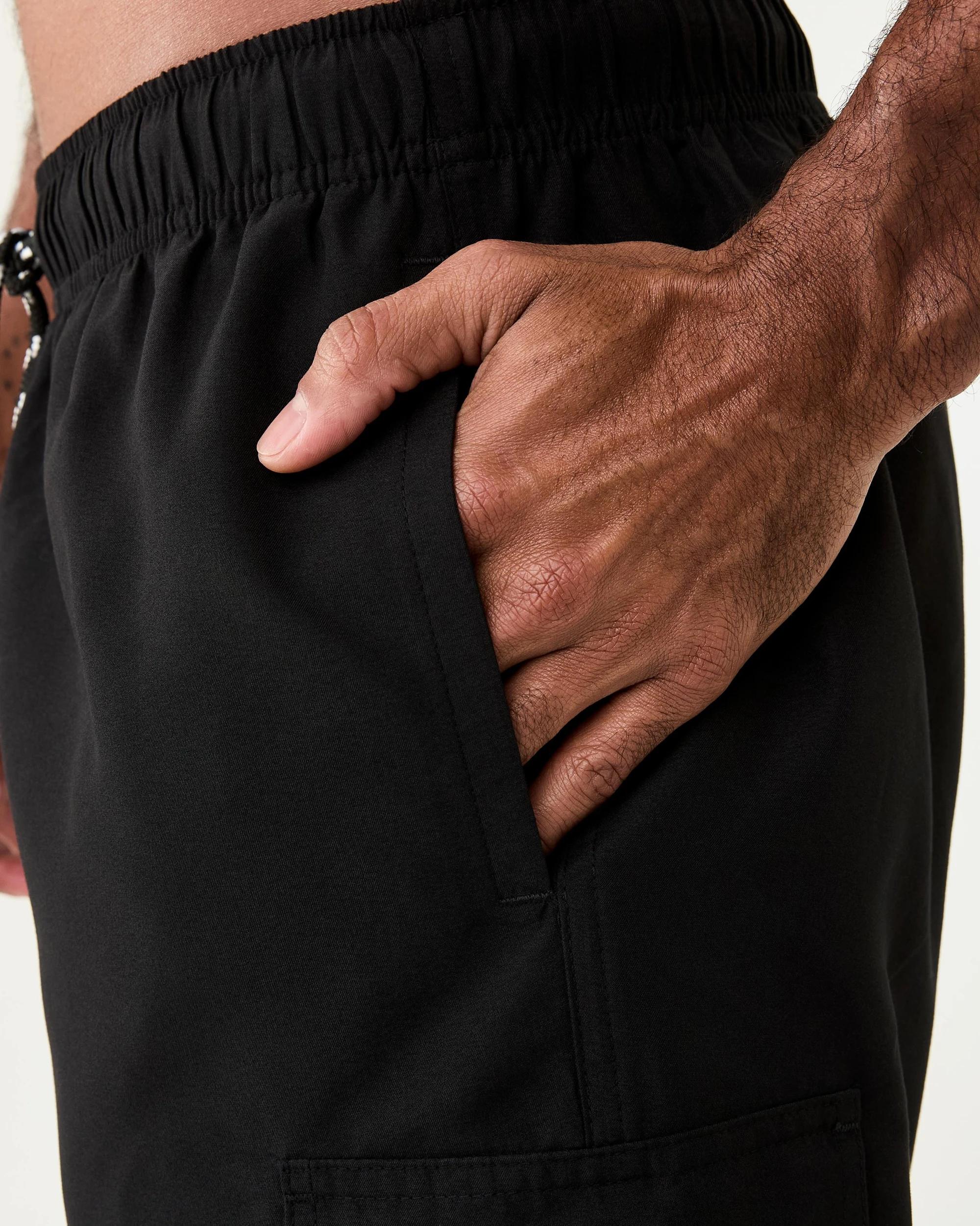5 Elastic Waist Regular Cargo Boardshorts Black, 5 of 7