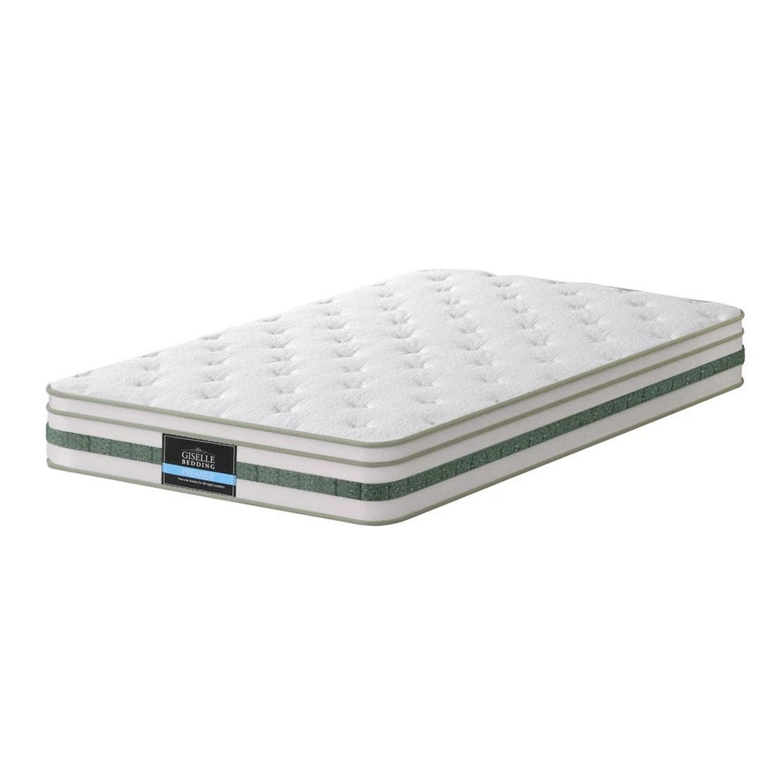 1 Giselle Bedding Green Tea Foam Pocket Spring Mattress King Single Bed Hybrid Mattresses - King Single Bed - Green, 1 of 5