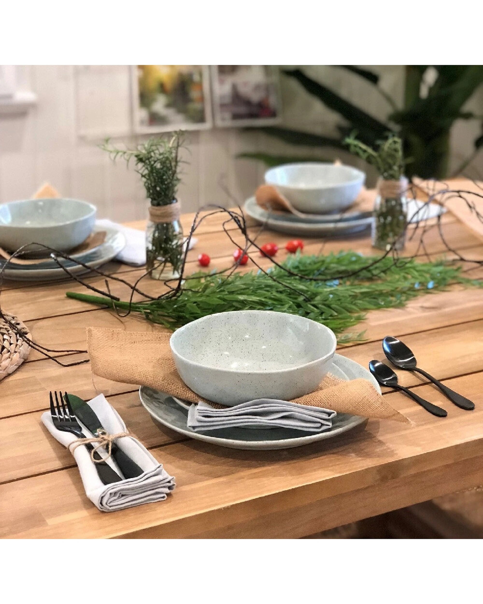 8 Ecology 12pc Speckle Duckegg Dinner Set Dinnerware - Blue, 8 of 8