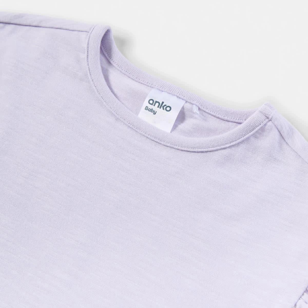 2 3 Pack Broderie Frill T-shirt PINK, BEIGE, PURPLE, 2 of 8