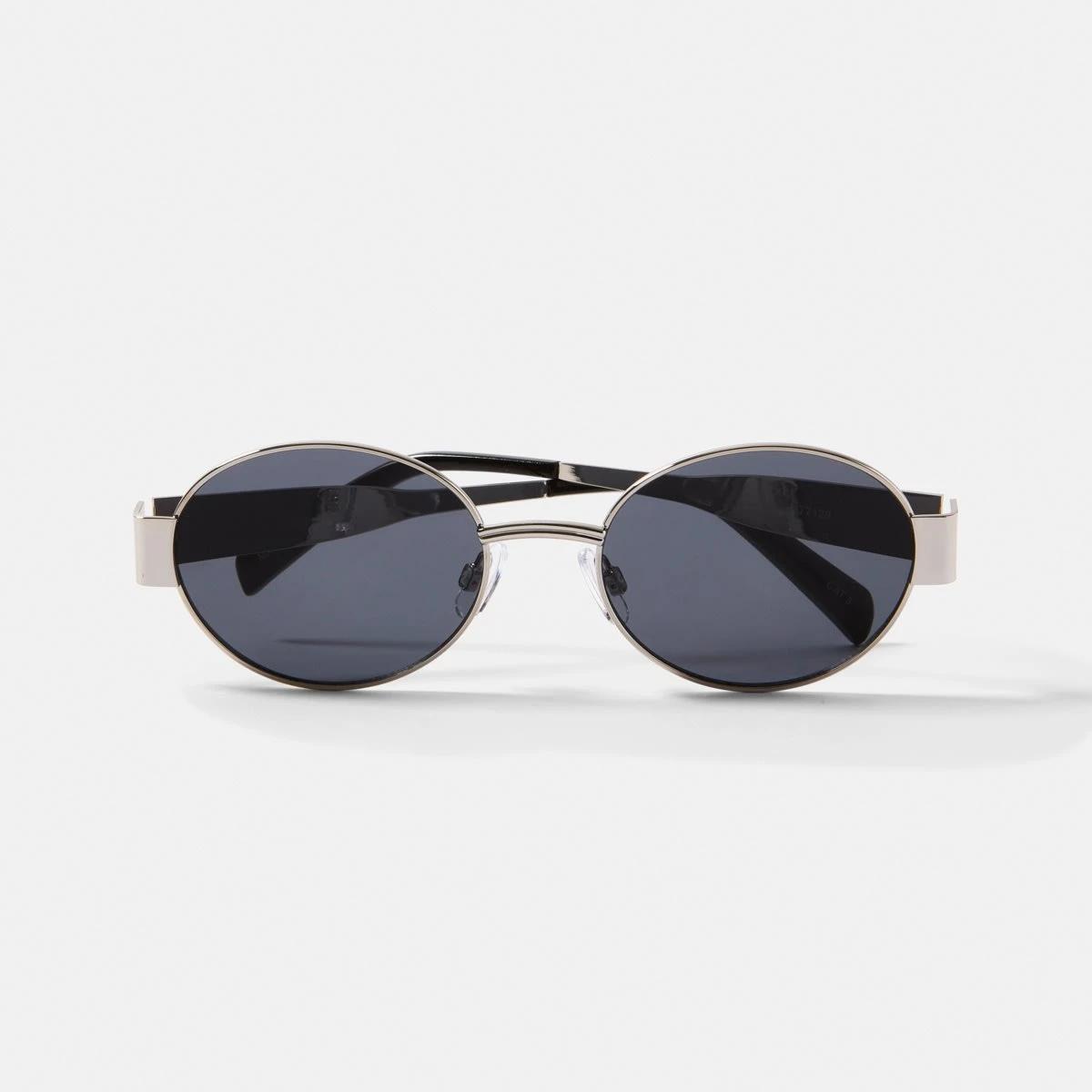 1 Oval Metal Sunglasses Silver, 1 of 6