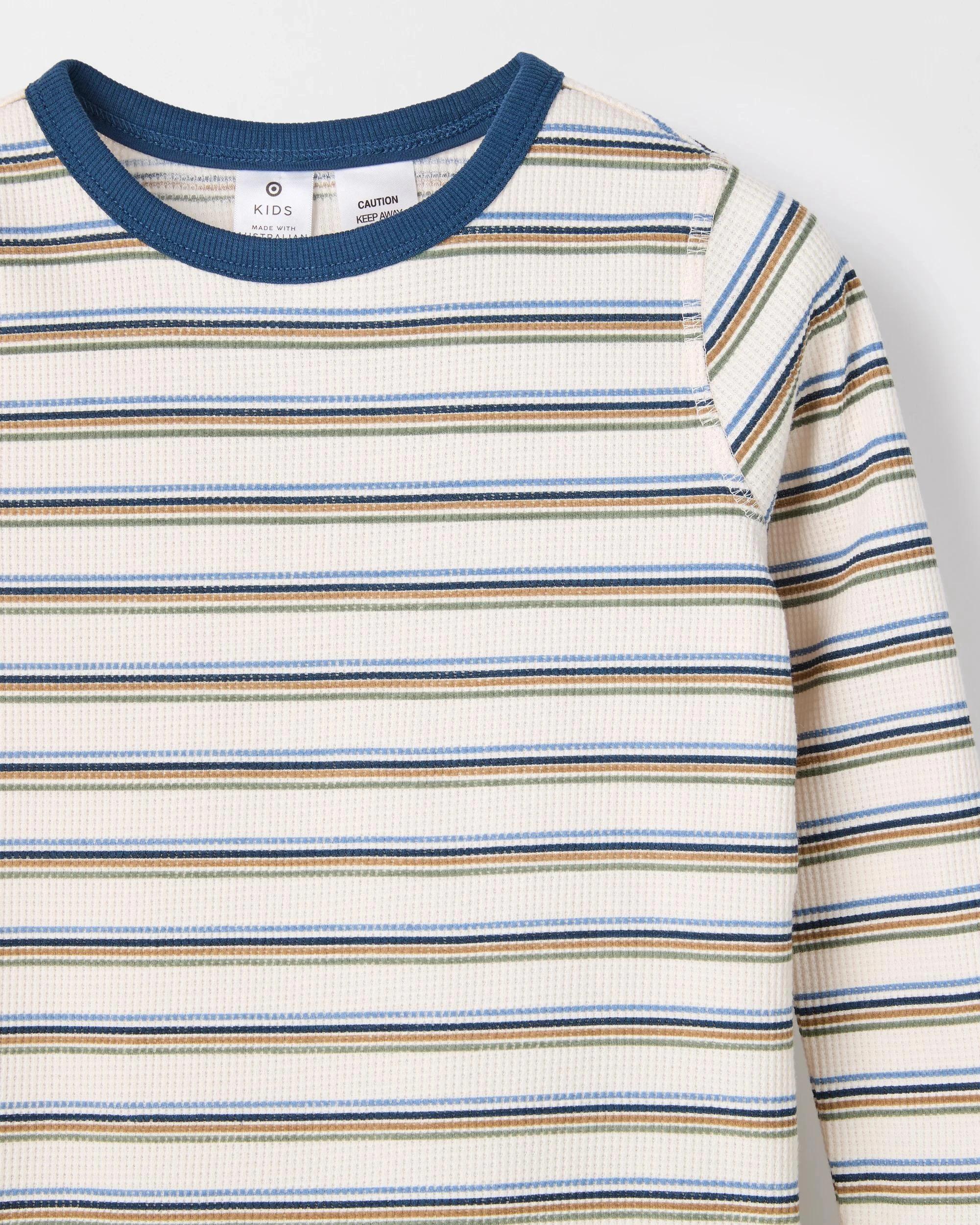 2 Target Kids Australian Cotton Younger Boys Waffle Pyjama Set STRIPE, 2 of 4