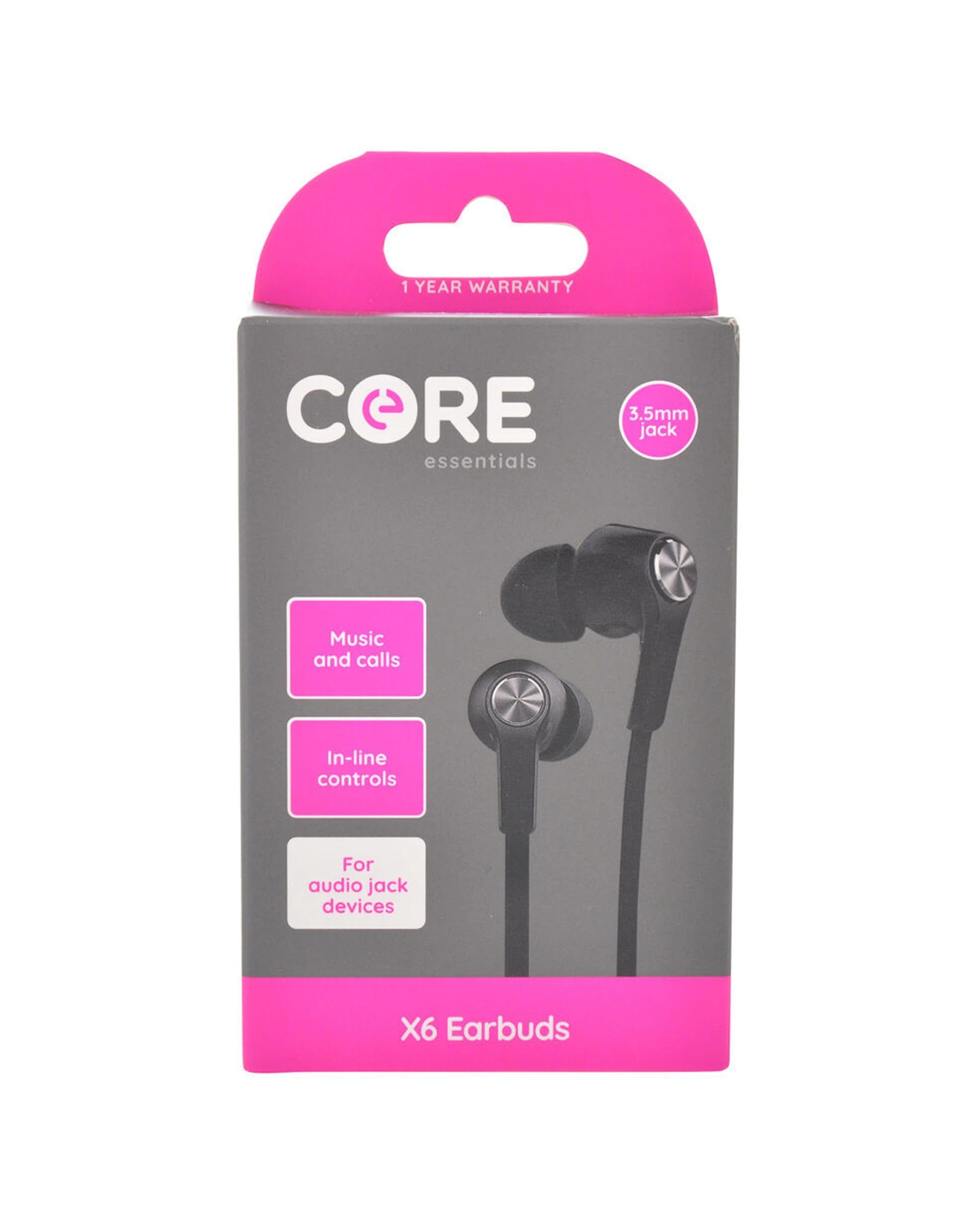 2 Core 4PK Essentials Earphones Wired Earbuds In-Ear Headset Mic 1.2m Cable
 - black, 2 of 4