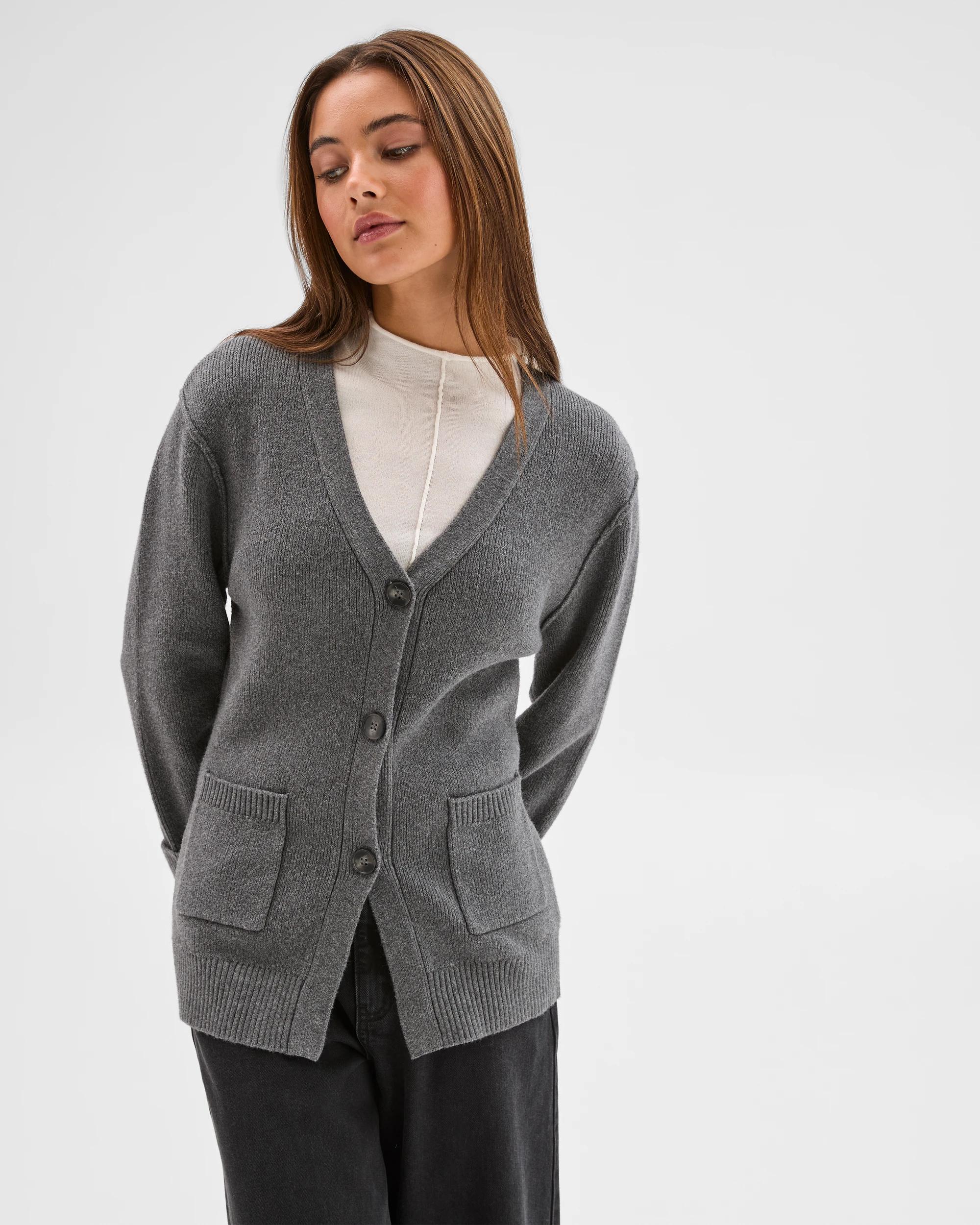 5 Lily Loves Australian Cotton Blend Longline Cardigan CHARCOAL, 5 of 7