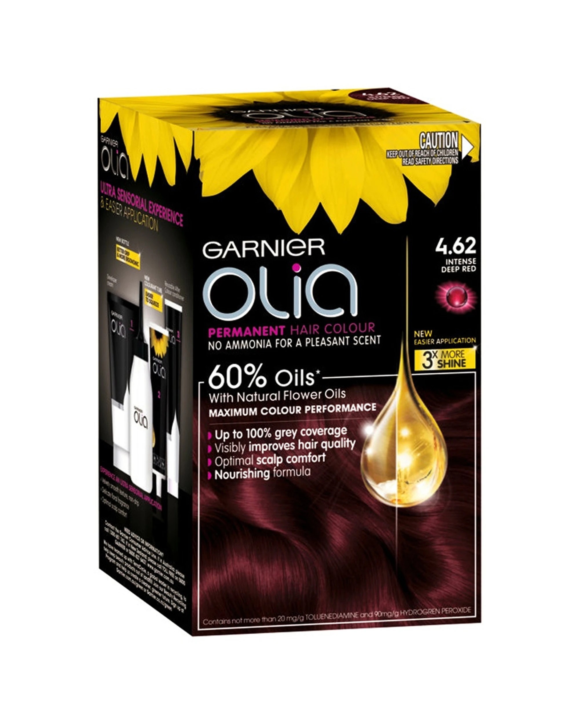 Garnier Olia Permanent Hair Dye Colouring Kit Intense Deep Red 4.62 ...