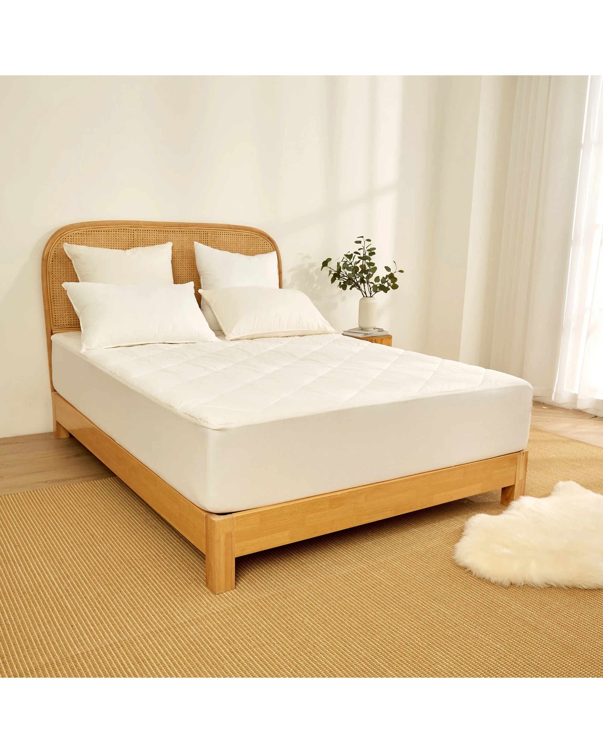 5 Wooltara Luxury Washable Cotton Japara Wool Rich Mattress Topper - Double Bed - White, 5 of 7