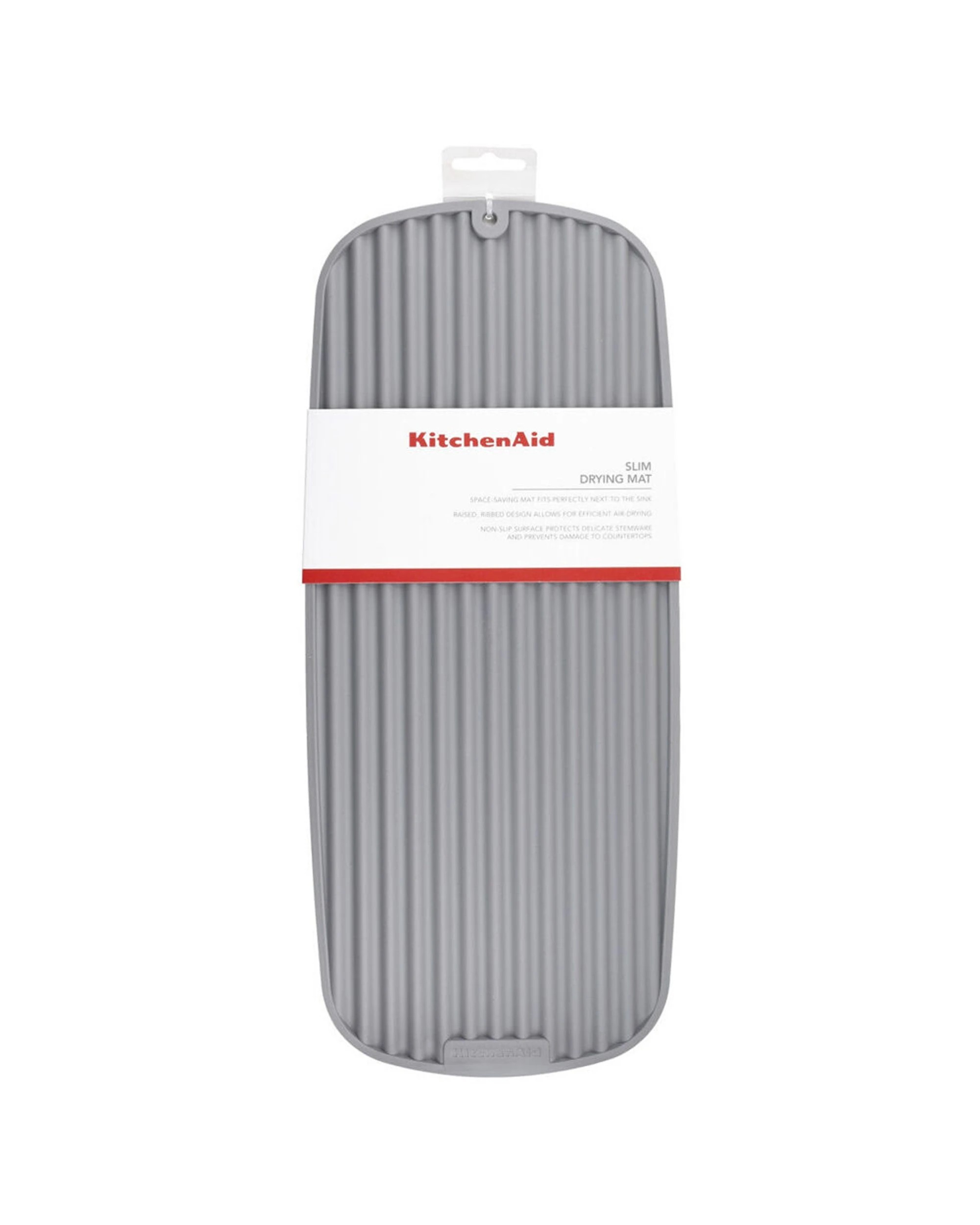 3 KitchenAid Plastic Dish Drying Mat Pad 2PK Slim Raised Ribbed Non-Slip - Grey, 3 of 6