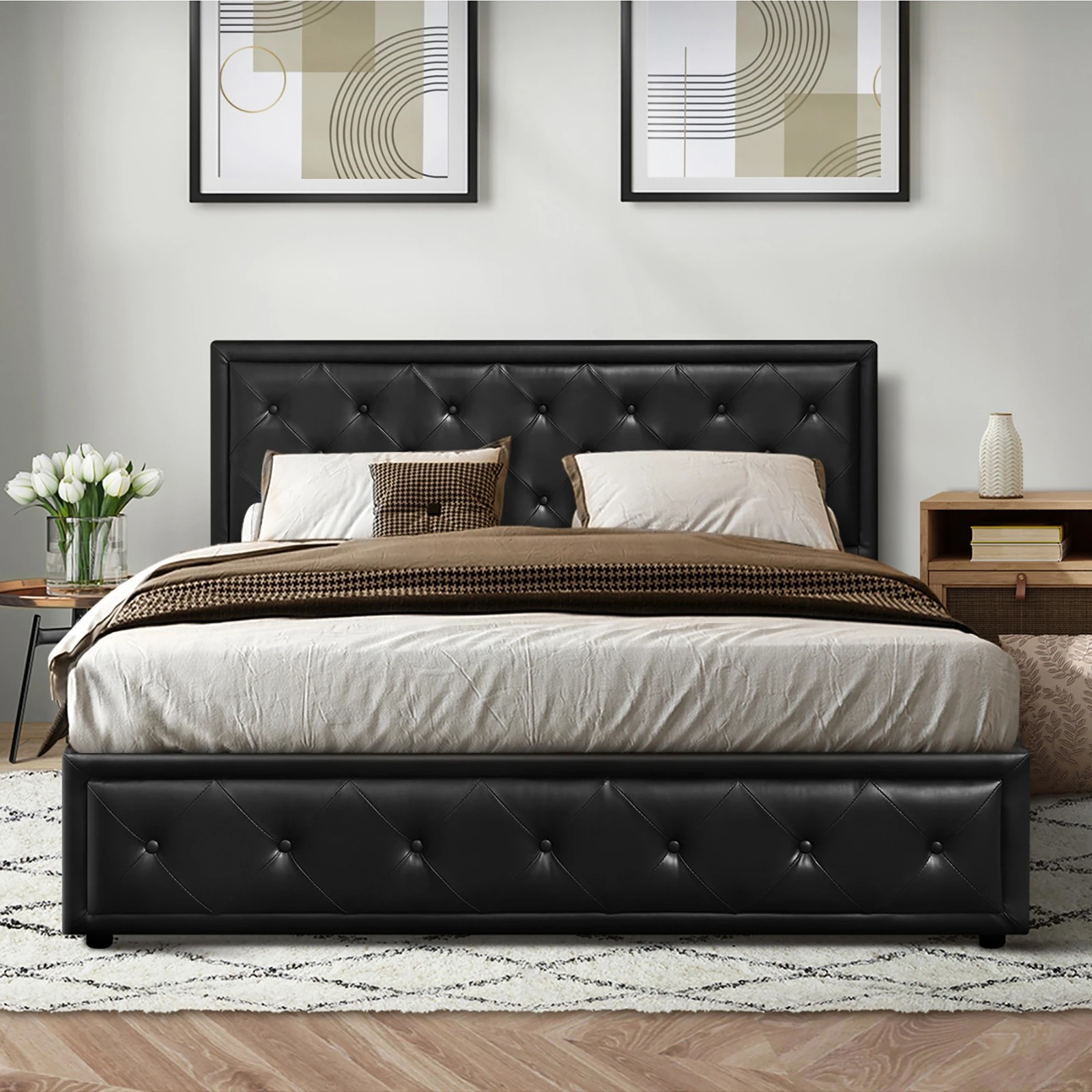 4 Oikiture King Bed Frame Gas Lift Base With Storage Enzo
 - Black, 4 of 10