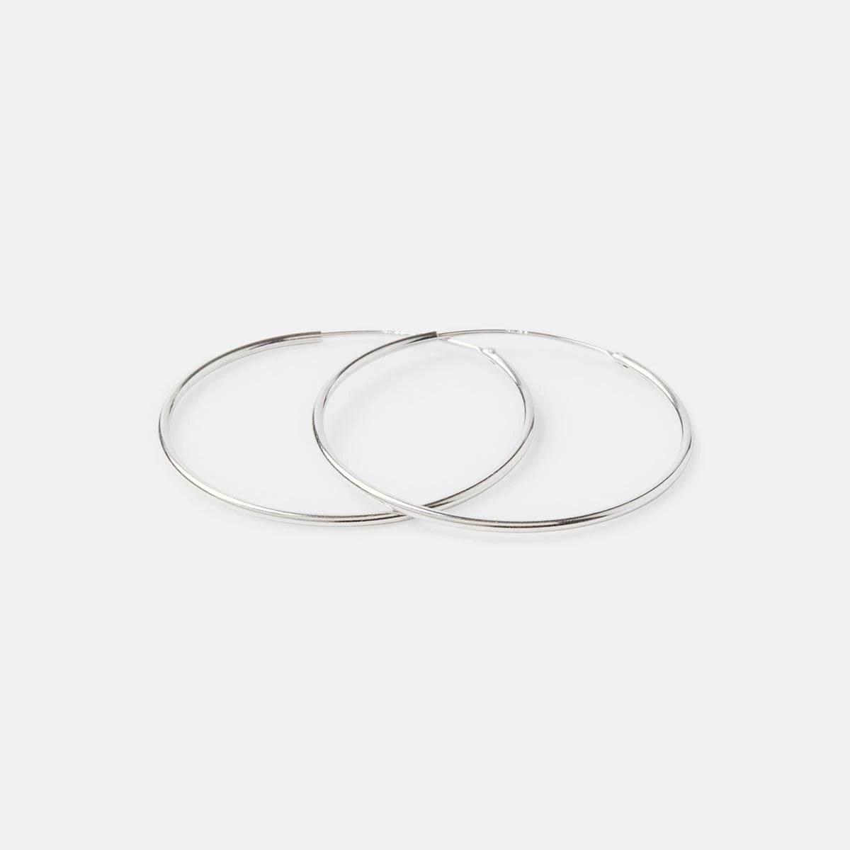 2 Sterling Silver Medium Thin Hoops Silver, 2 of 4