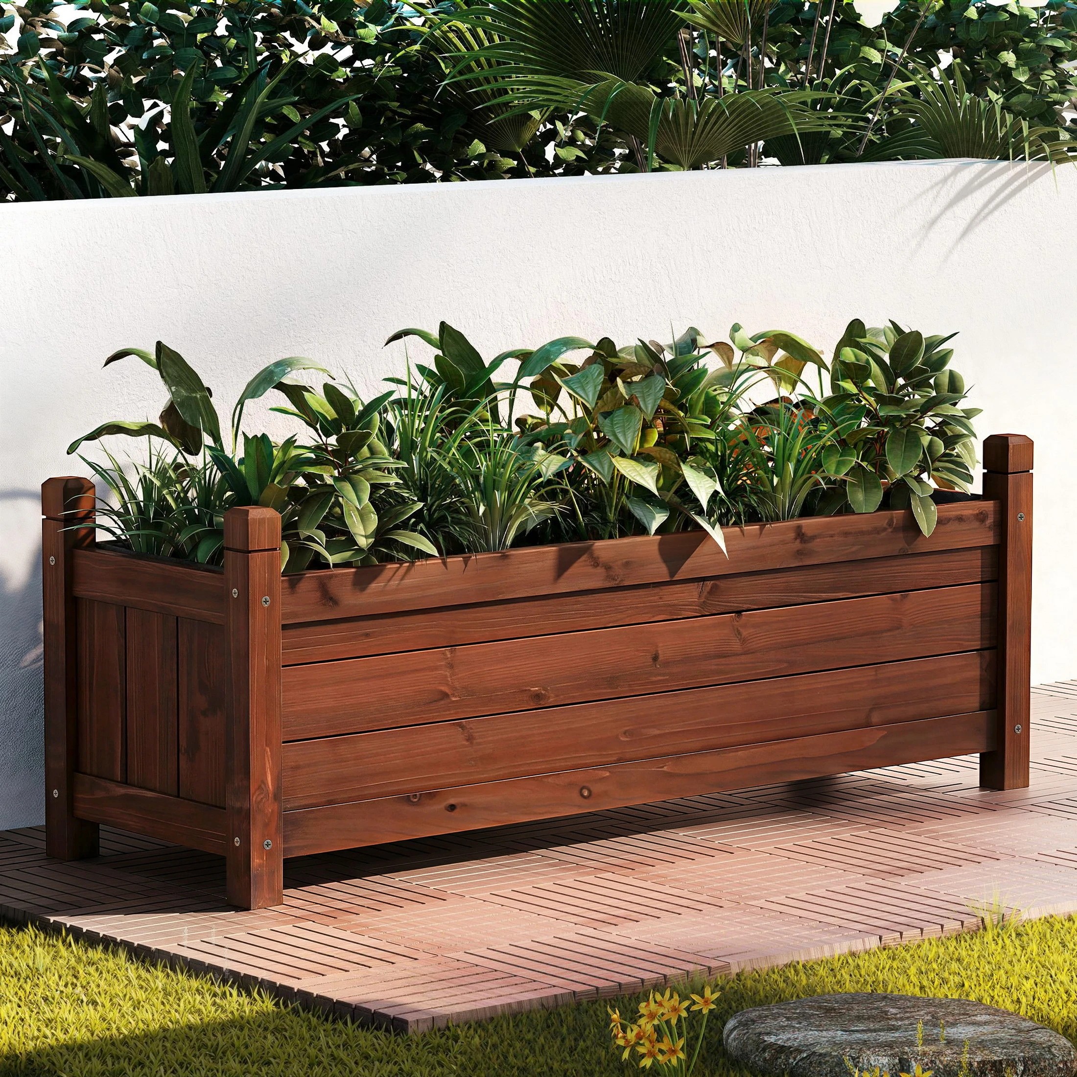 8 Green Fingers Garden Bed Wooden Planter Box Raised Container Growing - Brown, 8 of 9