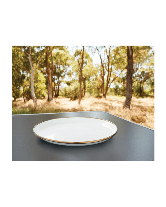 28cm Enamel White/Bronze Plate