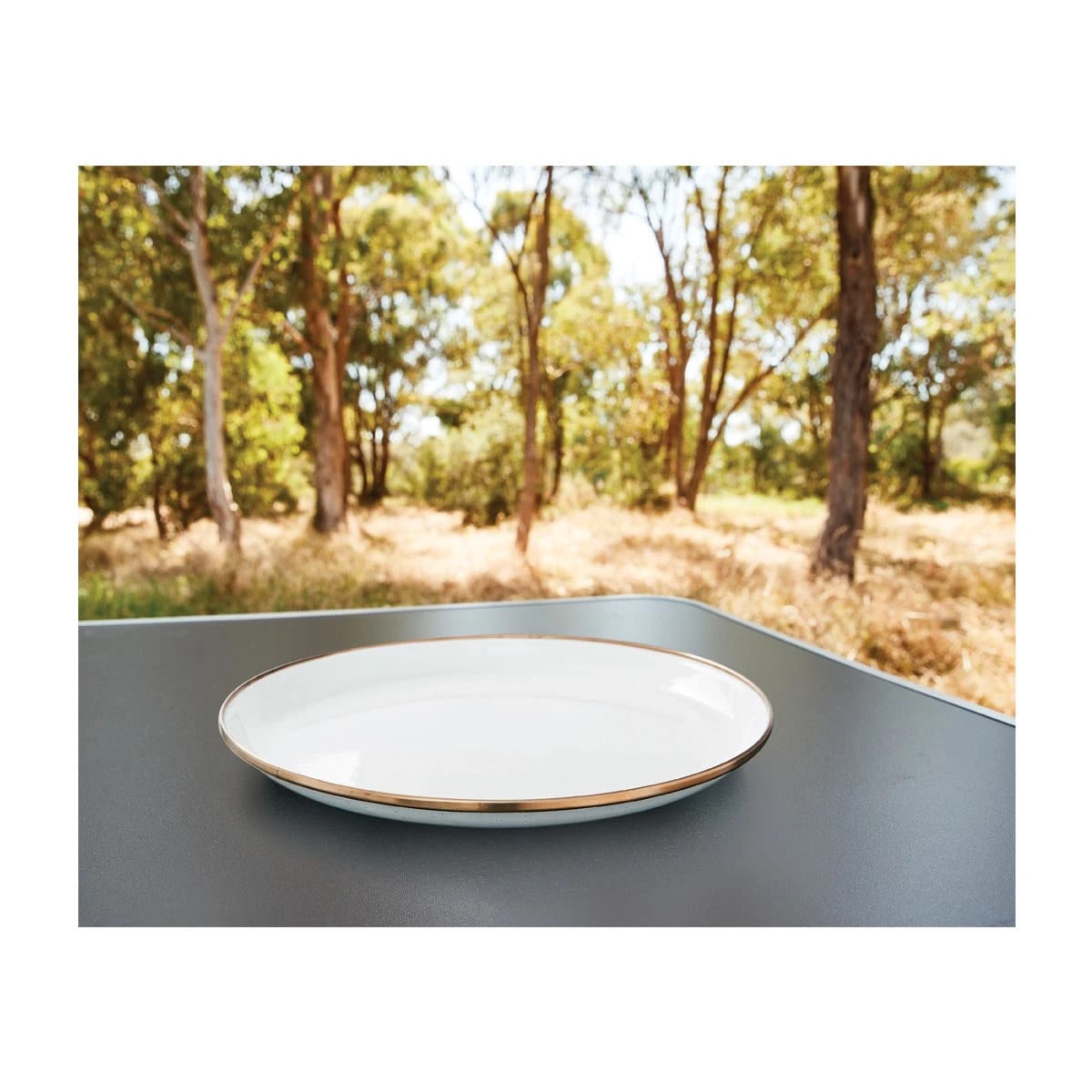 1 28cm Enamel White/Bronze Plate, 1 of 2