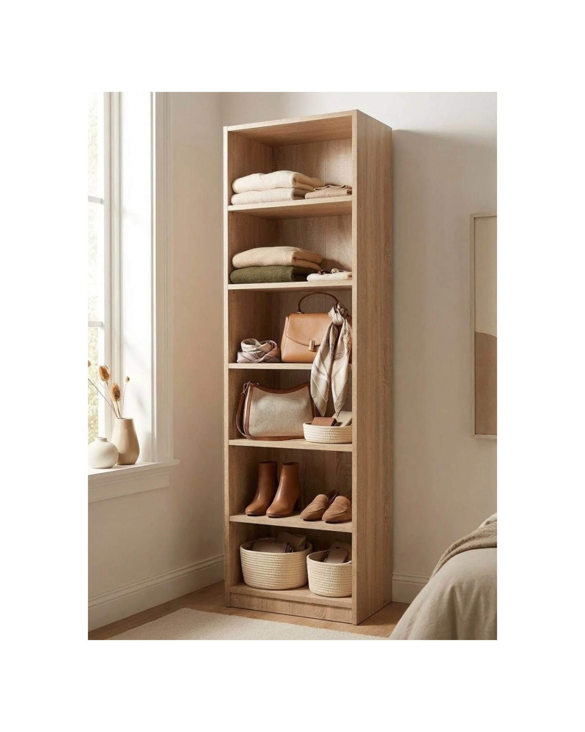 2 European Cabinetry Malmo Six Shelf Wardrobe Module Swiss Krono Boards Oak - Natural, 2 of 3