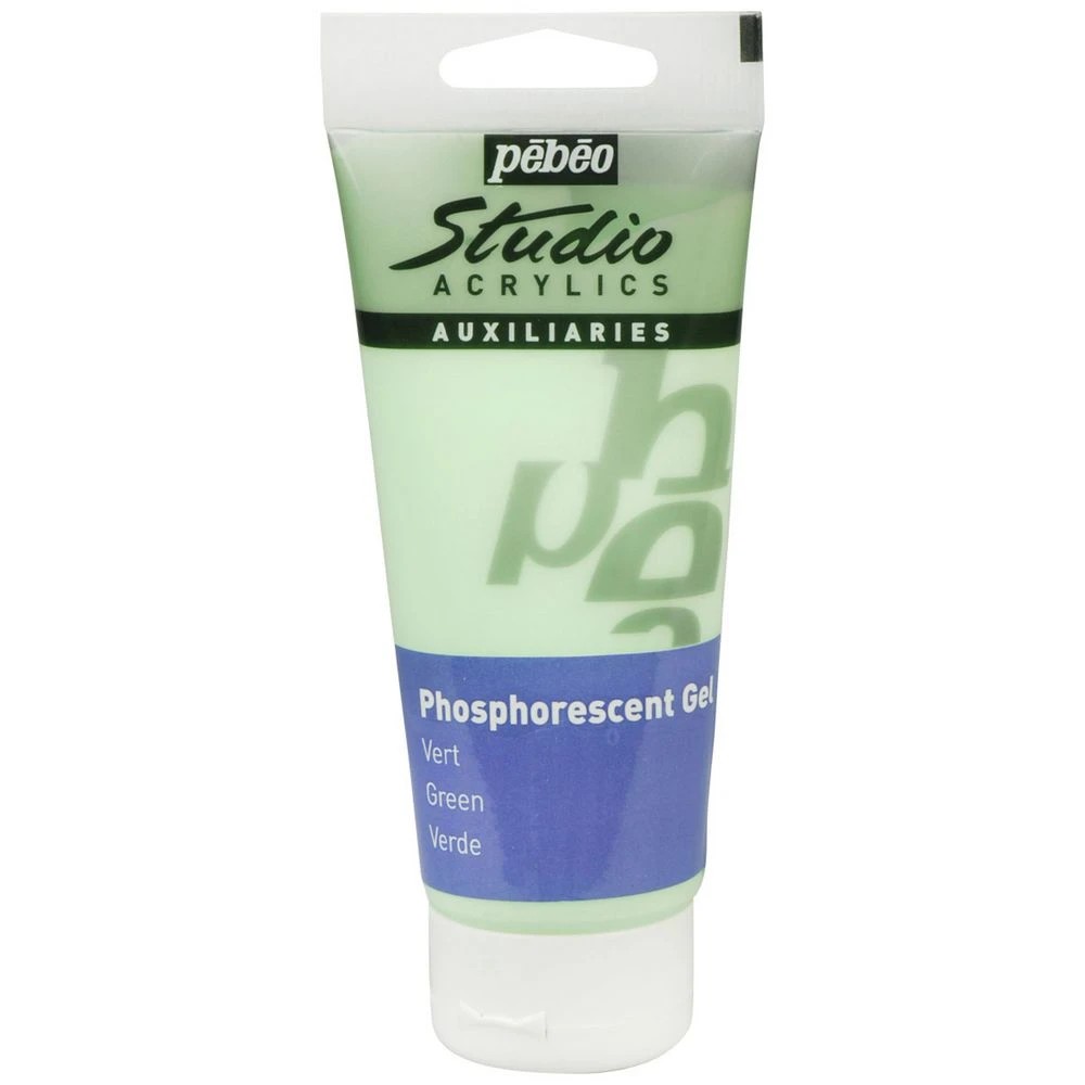 1 Pebeo Studio Acrylics Phosphorescent Gel 100mL Green, 1 of 2