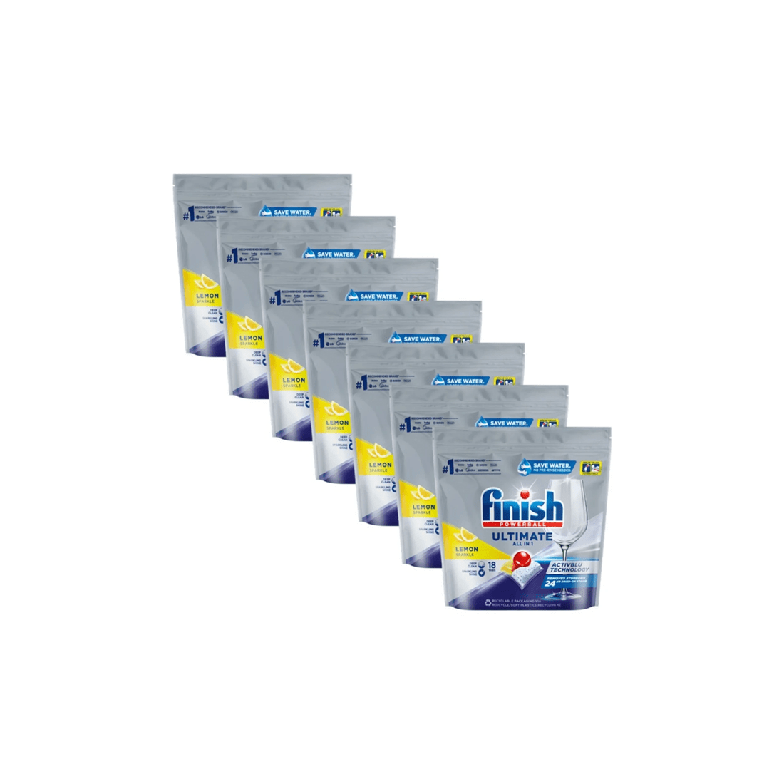 1 18pc Finish Powerball Ultimate All-in-One Dishwashing Tablets Lemon Sparkle, 1 of 10