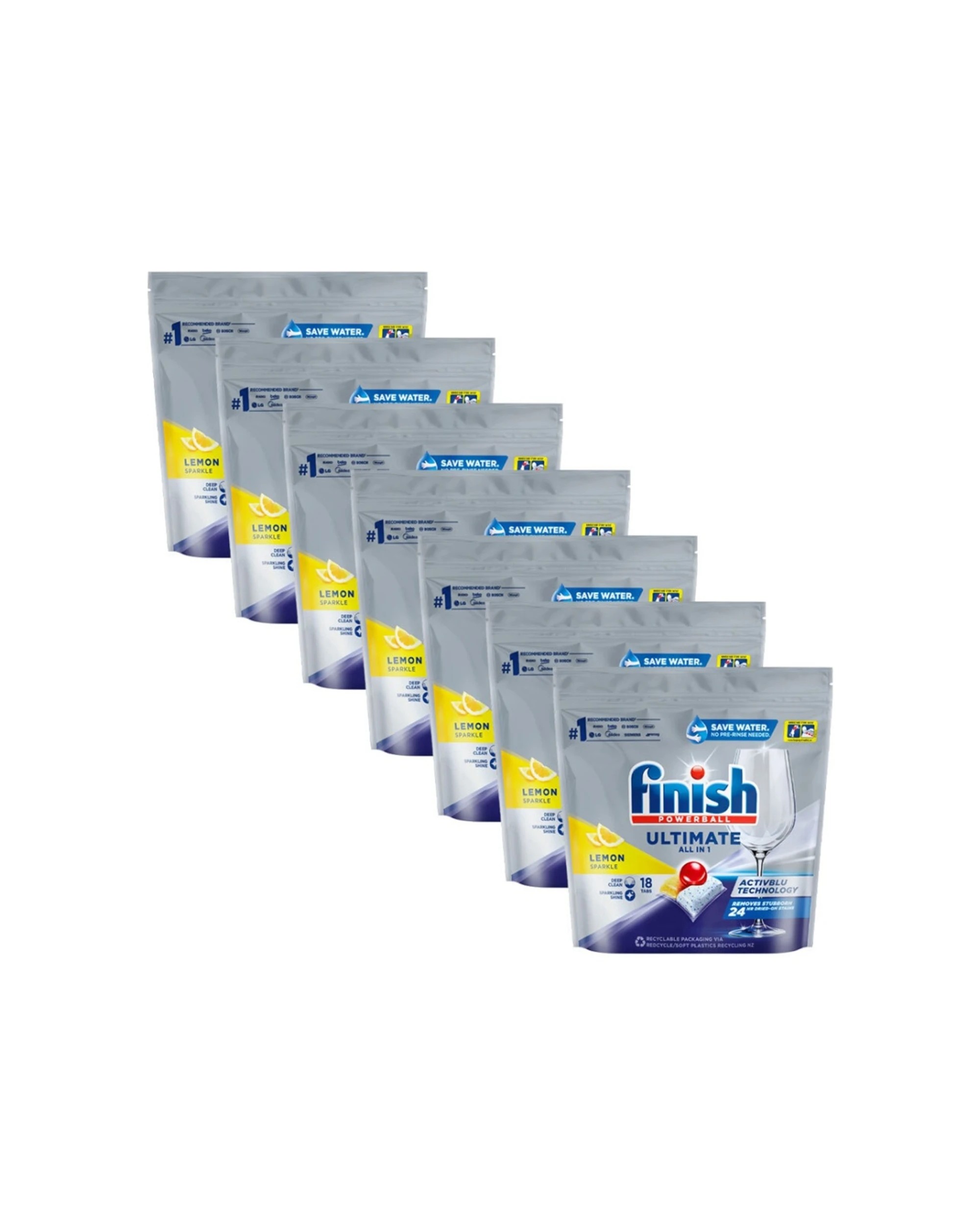 1 18pc Finish Powerball Ultimate All-in-One Dishwashing Tablets Lemon Sparkle, 1 of 10