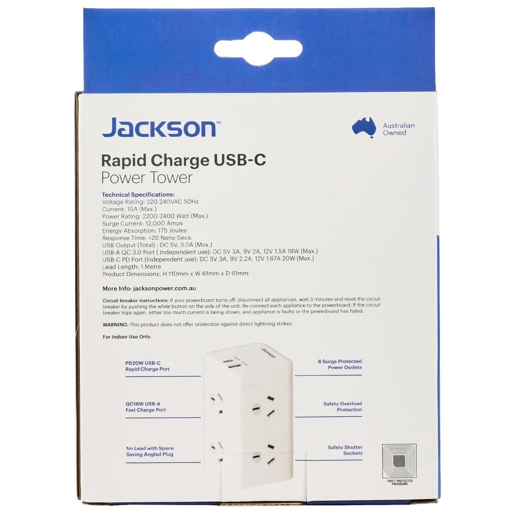 5 Jackson 6 Outlet Power Block with 2x USB, 5 of 5