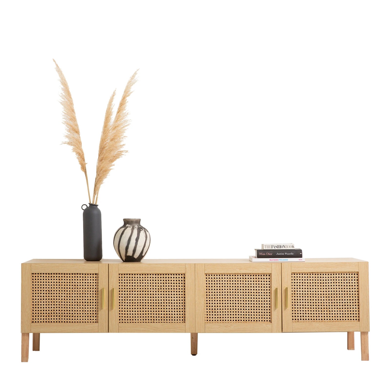 4 Casa Decor Santiago Rattan Entertainment Unit TV Stand Cabinet Storage Oak - Brown, 4 of 9