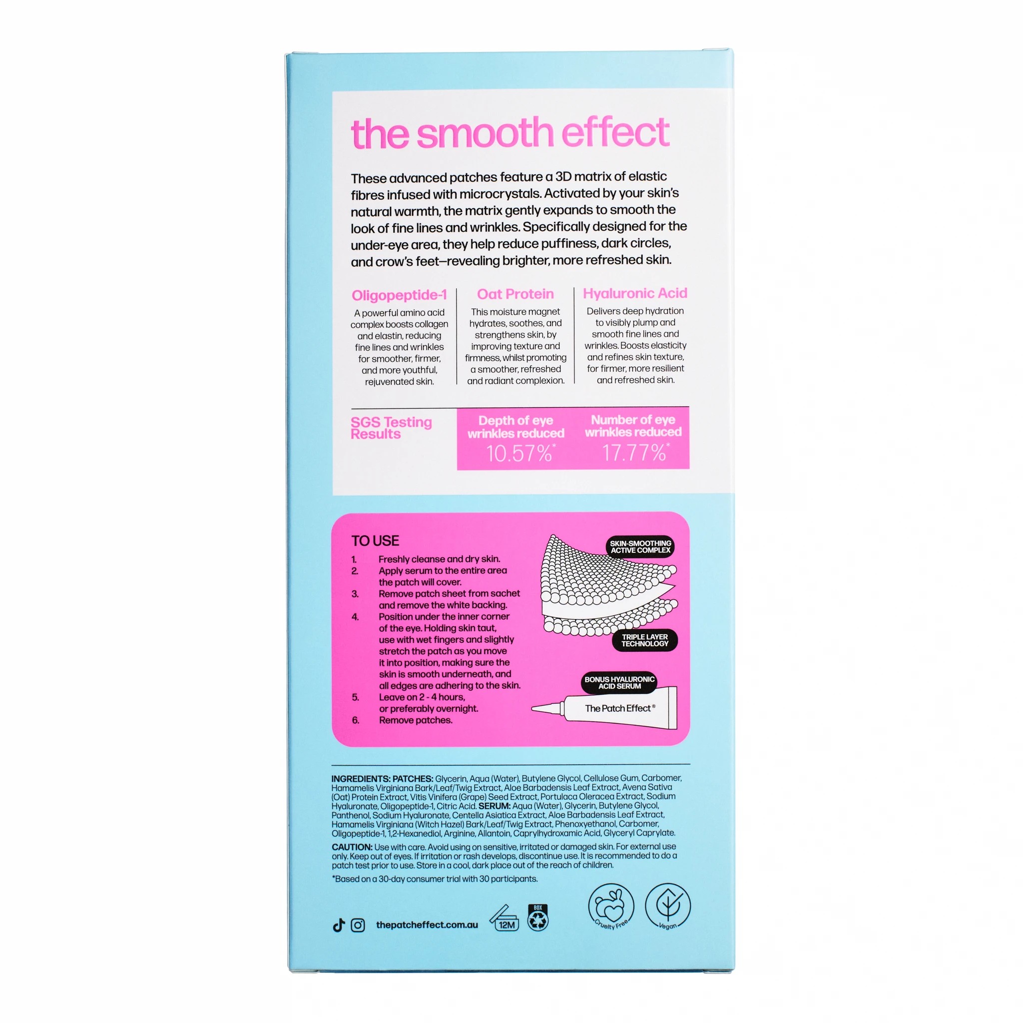 3 The Smooth Effect: The Patch Effect AquaRenewal Peptide Patch Kit for Under Eye Area - Oligopeptide-1, Oat Protein and Hyaluronic Acid, 3 of 3
