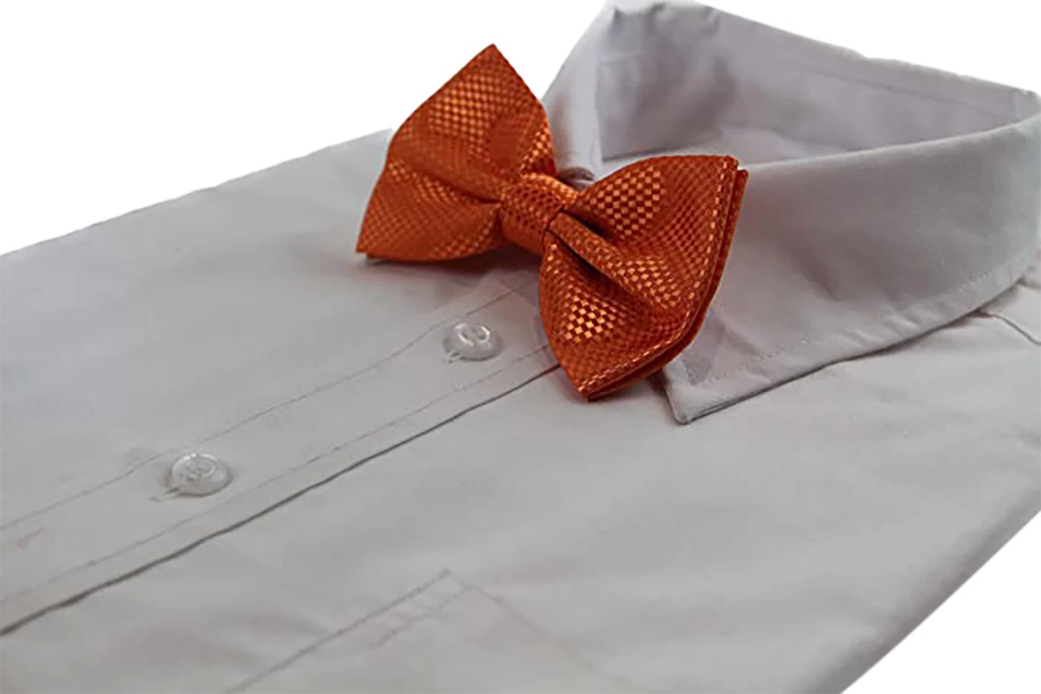 4 Zasel Mens Orange Disco Shine Checkered Patterned Bow Tie - Orange, 4 of 4