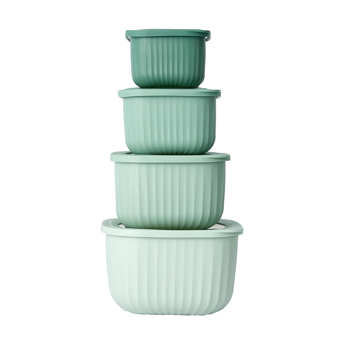 1 4 Piece Square Nested Food Storage Set - Green, 1 of 10