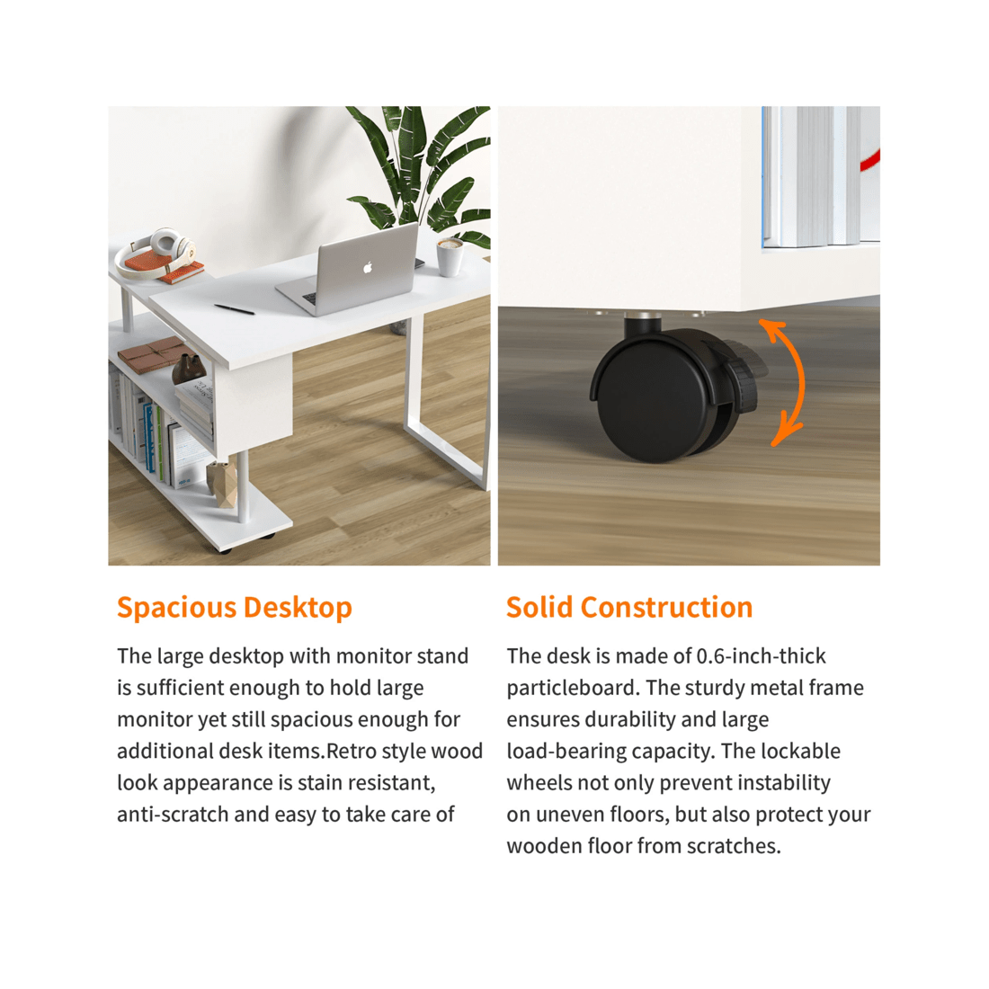 4 Advwin 360° Rotating L-shaped Computer Office Desk, 4 of 8
