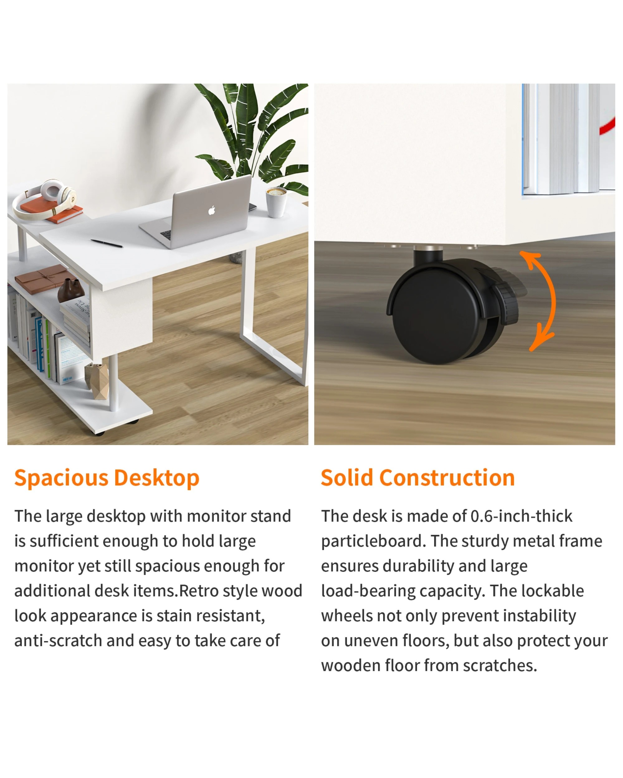 4 Advwin 360 Rotating L-shaped Computer Office Desk, 4 of 8