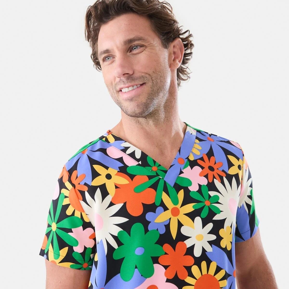 4 Work Short Sleeve Print Scrub Top Ovsz Flora, 4 of 6