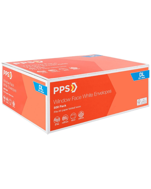 PPS Window Faced DL White Envelopes 500 Pack