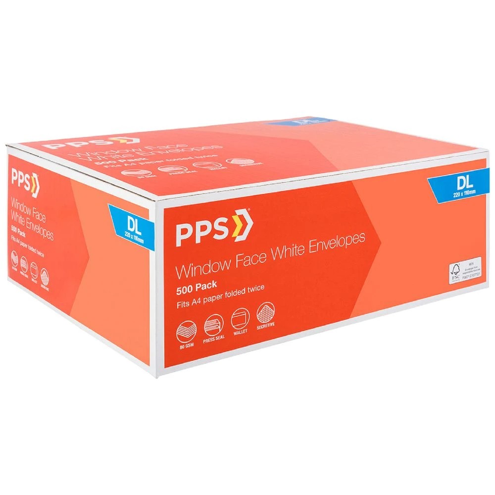 1 PPS Window Faced DL White Envelopes 500 Pack, 1 of 5