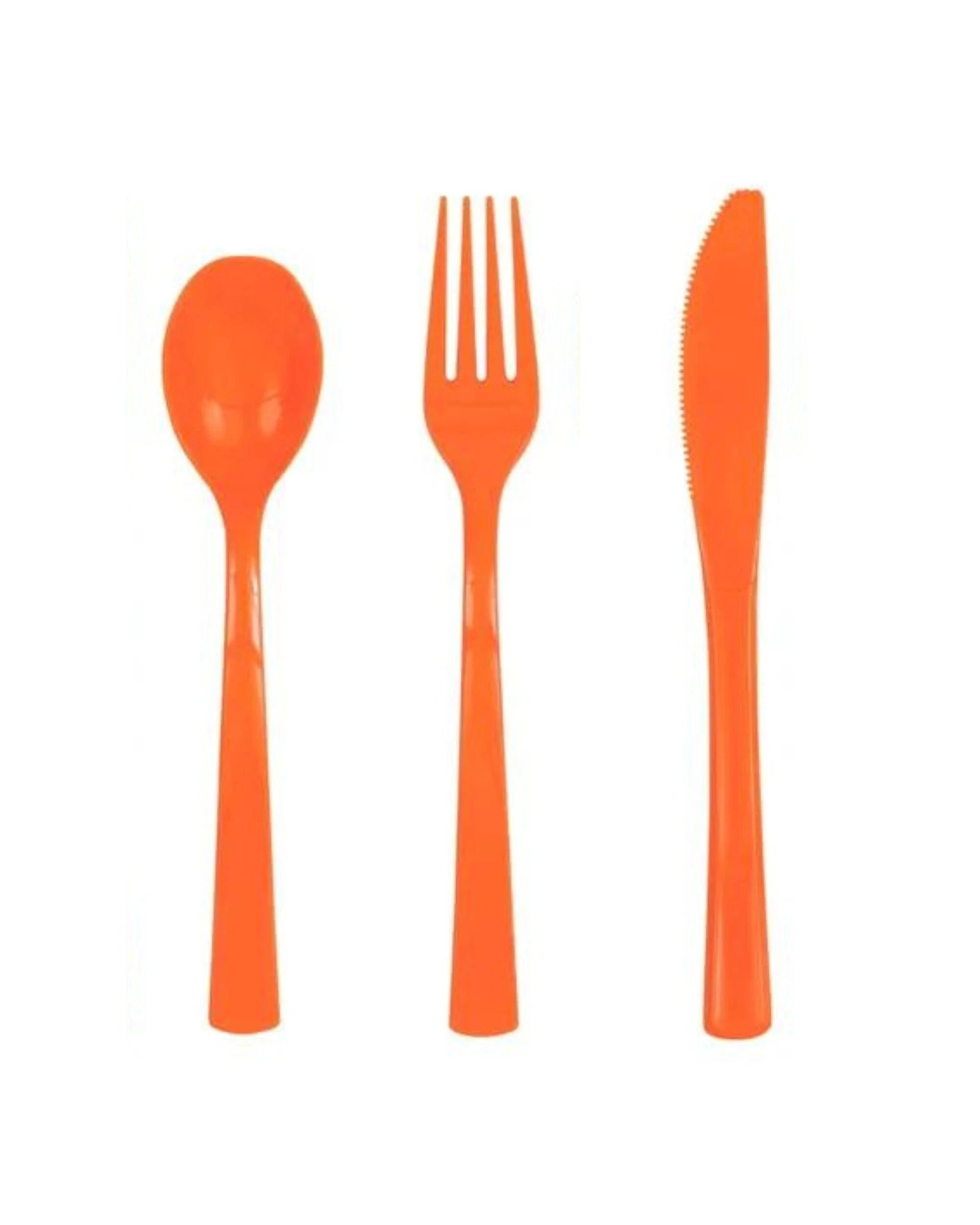 1 Orange Reusable Plastic Cutlery (Pack of 18) - Orange, 1 of 2