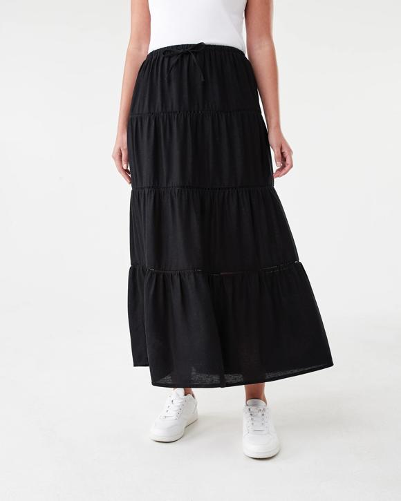 Tiered Trim Maxi Skirt