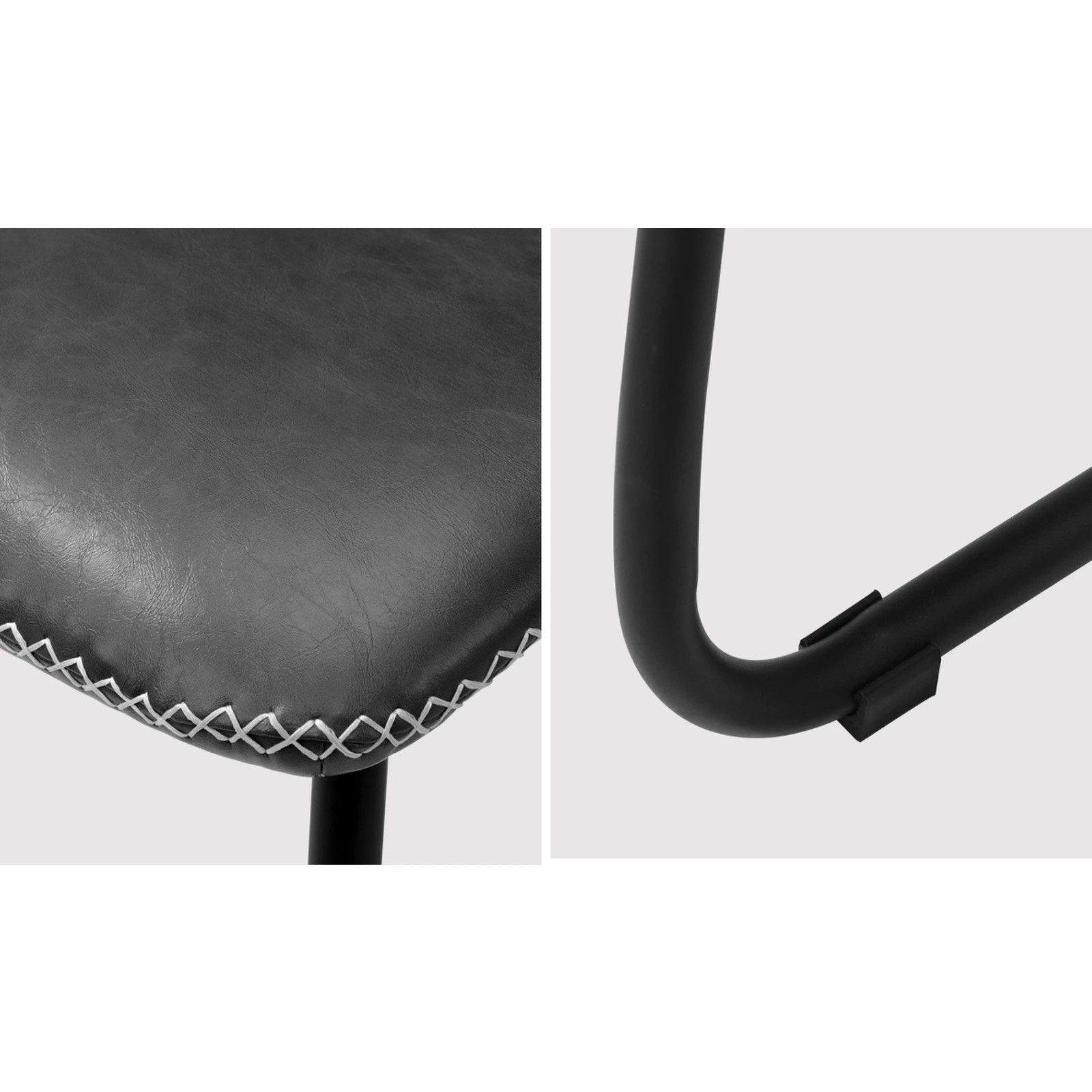 4 Oikiture 4x Dining Chairs Kitchen Chair Lounge Retro Padded Seat PU - Grey, 4 of 8