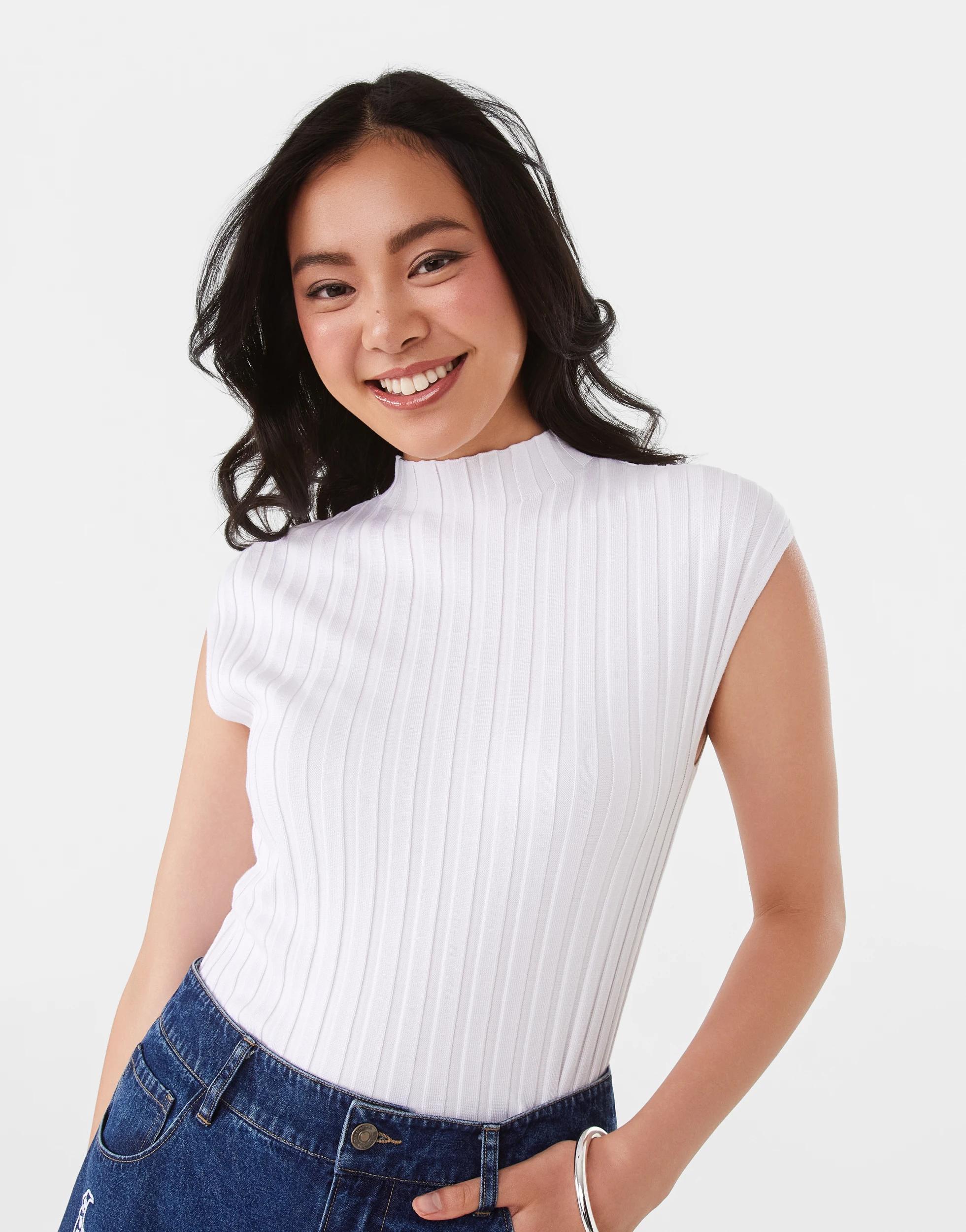 1 Short Sleeve Cap Sleeve Top White, 1 of 10