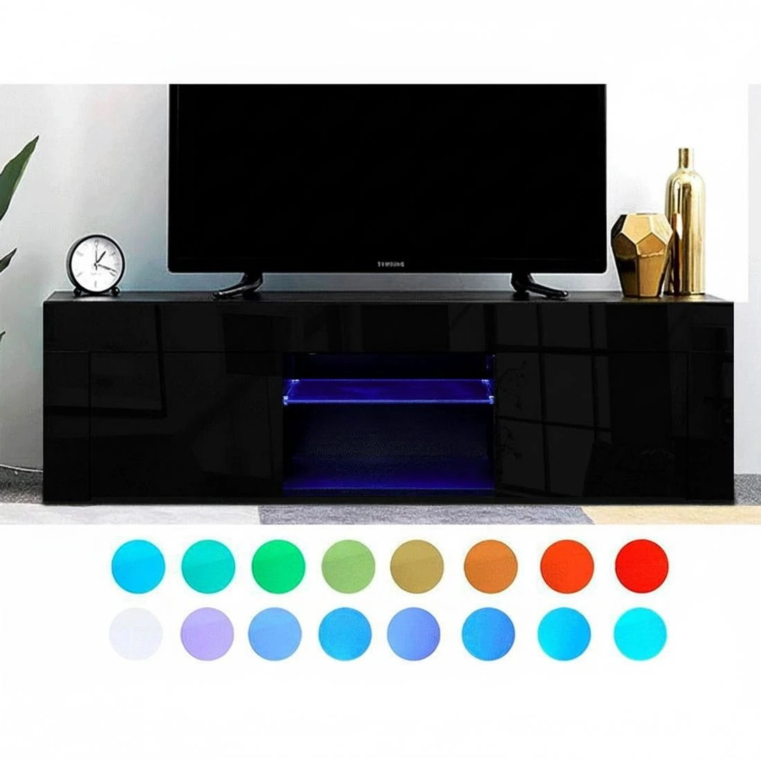 5 Artiss Entertainment Unit TV Cabinet LED 130cm Angus - Black, 5 of 8
