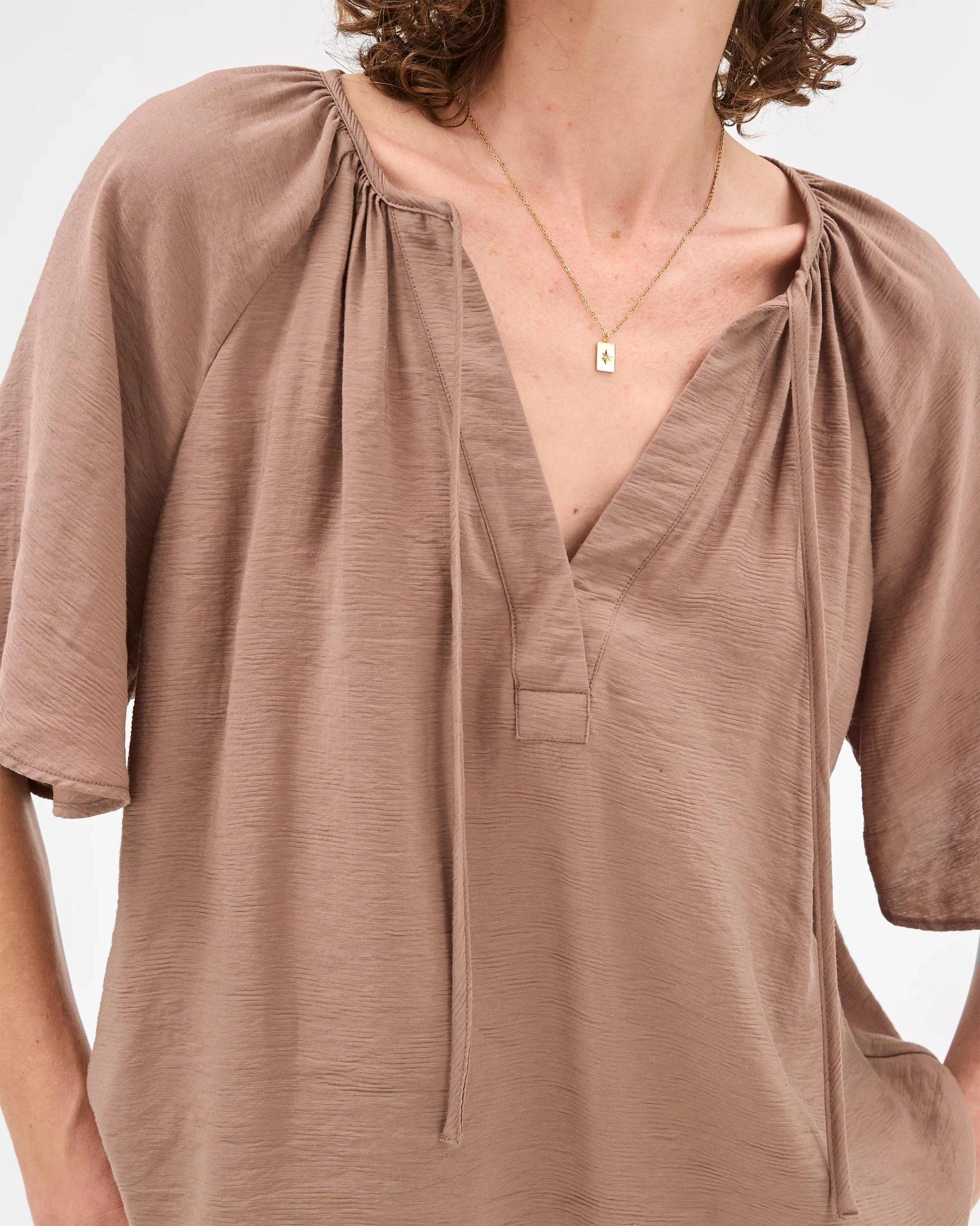4 Flutter Sleeve Blouse - Preview MOCHA, 4 of 8
