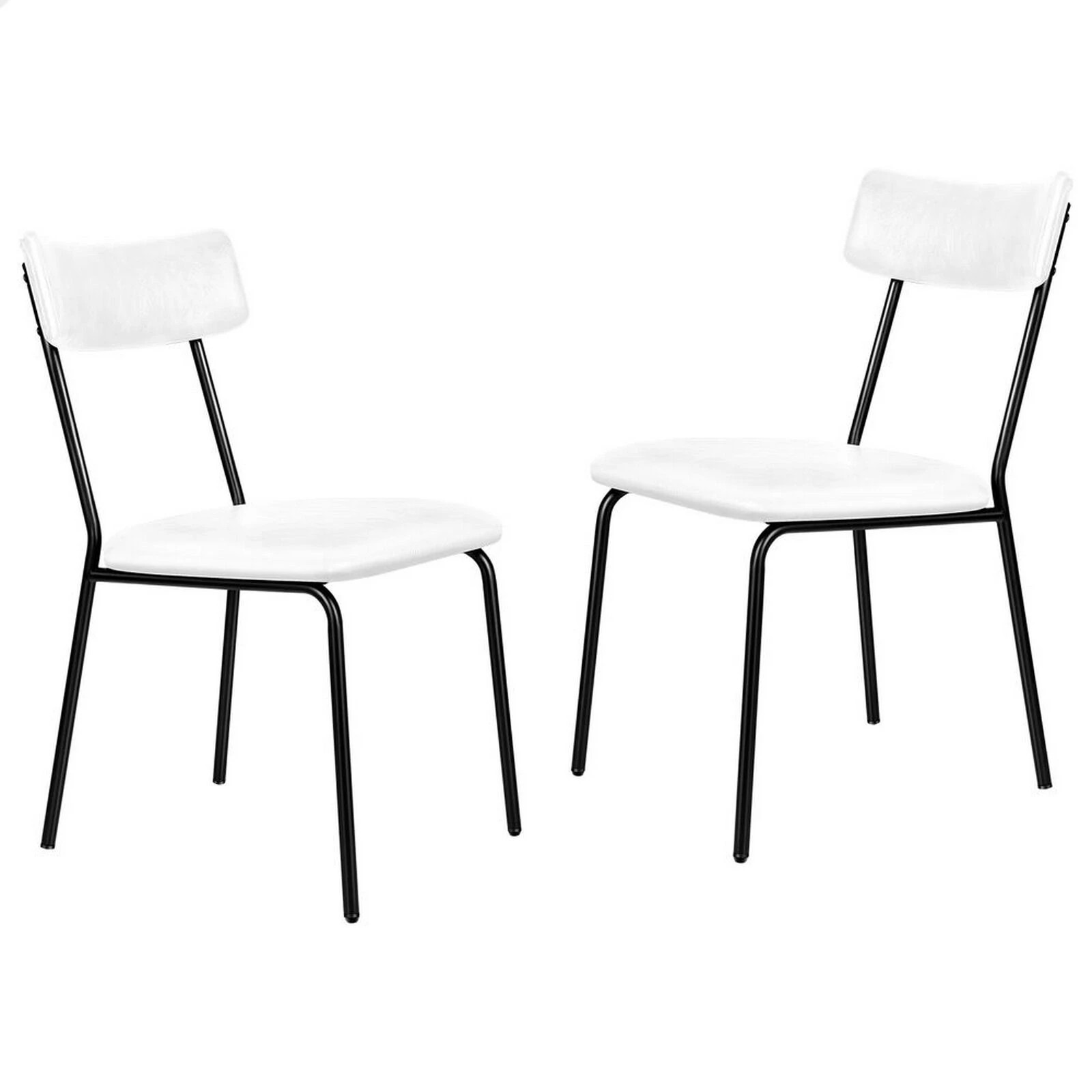 1 Alfordson 2x Dining Chairs Accent Kitchen Lounge Curved Back PU Leather - White, 1 of 10