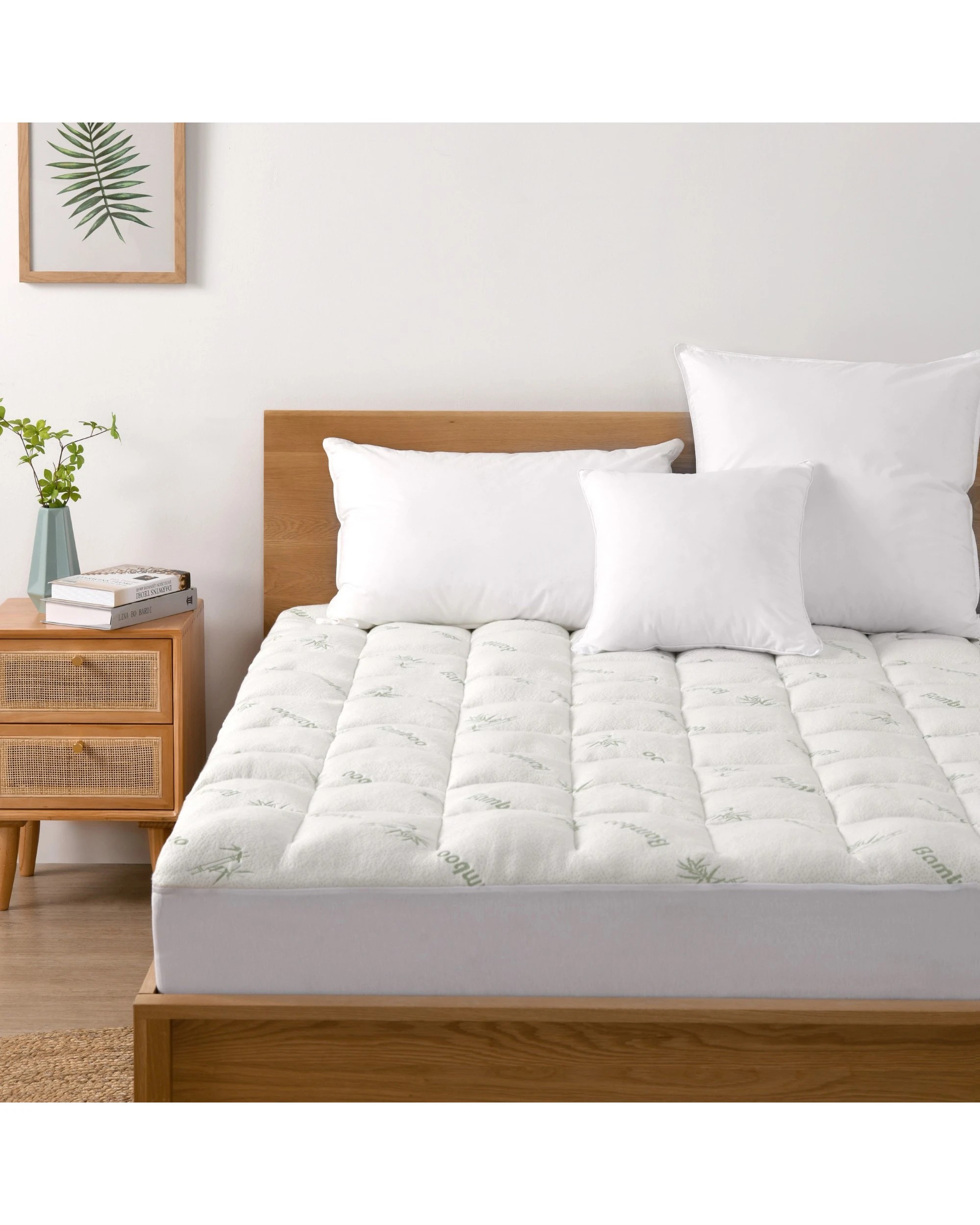 1 Dreamaker 1000GSM Bamboo Covered Ball Fibre Mattress Topper - King Bed - White, 1 of 5