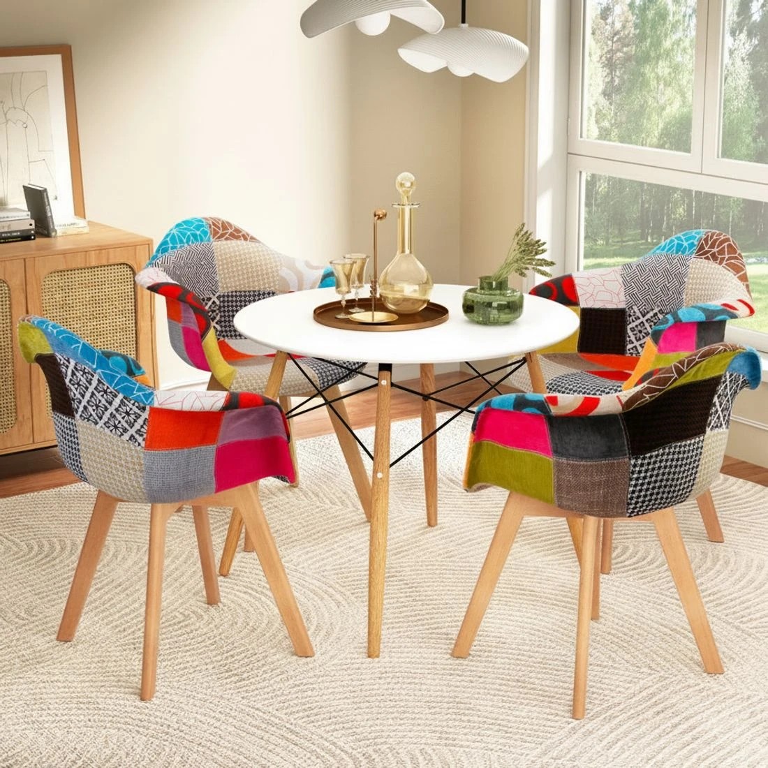 7 1 Artiss Dining Table and 4 Chairs Set DSW - Multi, 7 of 7