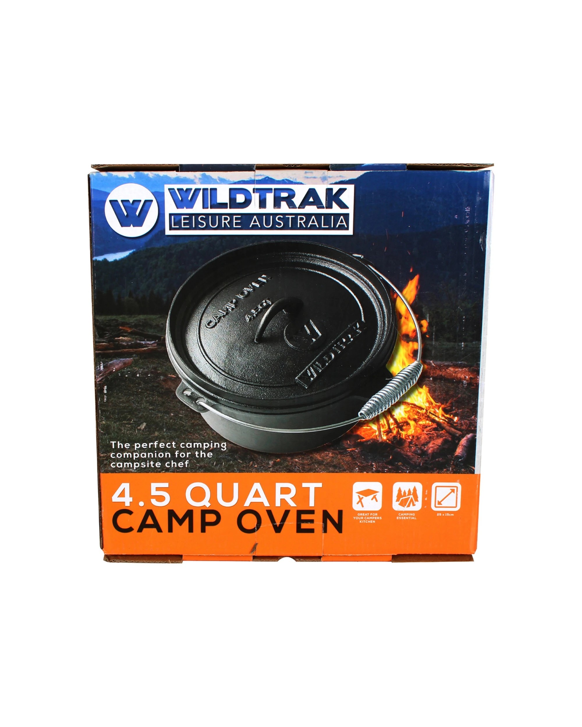 2 Wildtrak Round 4.5qt Cast Iron Camp Oven Pre-Seasoned Spiral Bail Handle - Black, 2 of 2